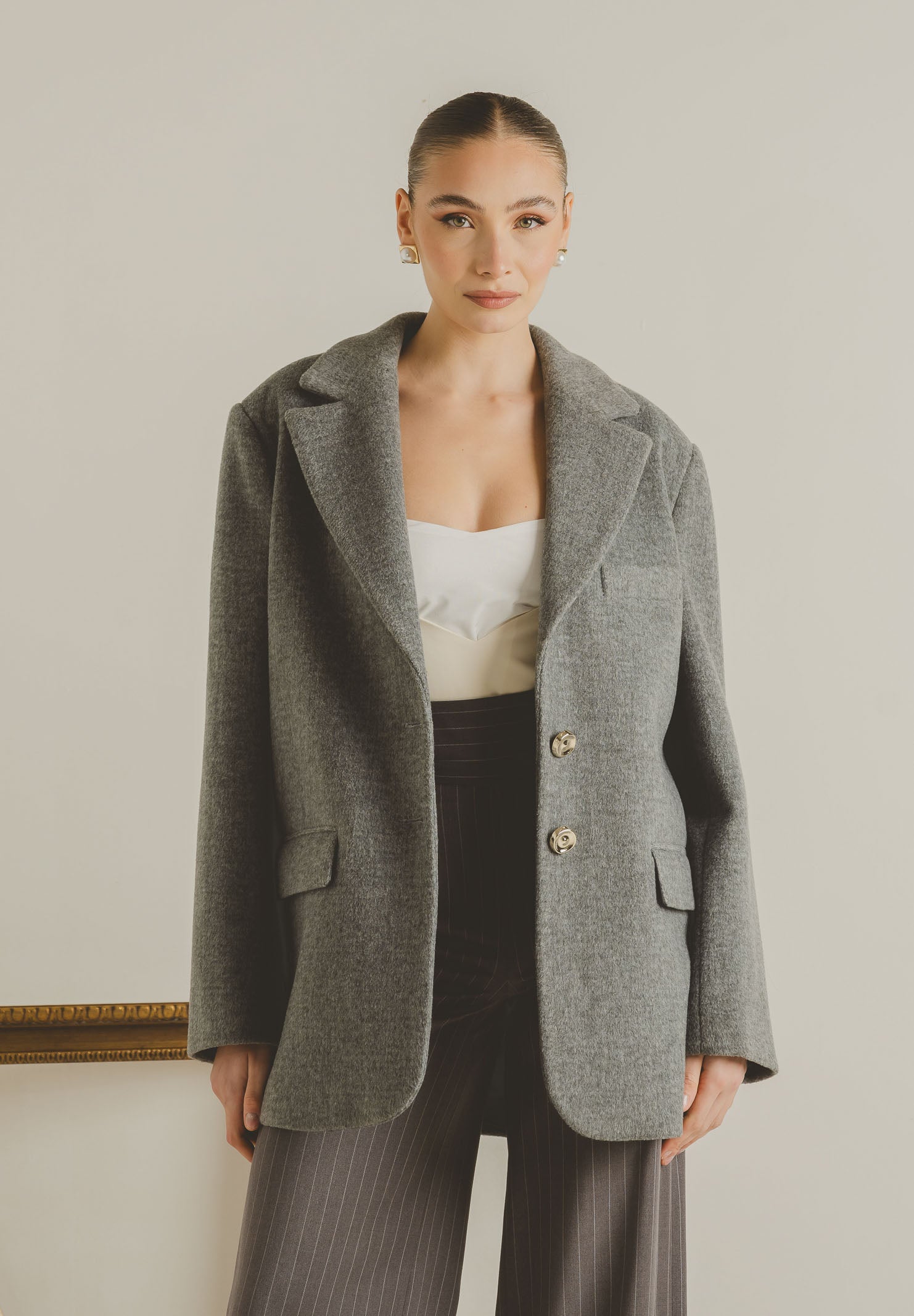 SANTAS Cappotto corto LUMIÈRE grigio da donna PV2620 GR SANTAS