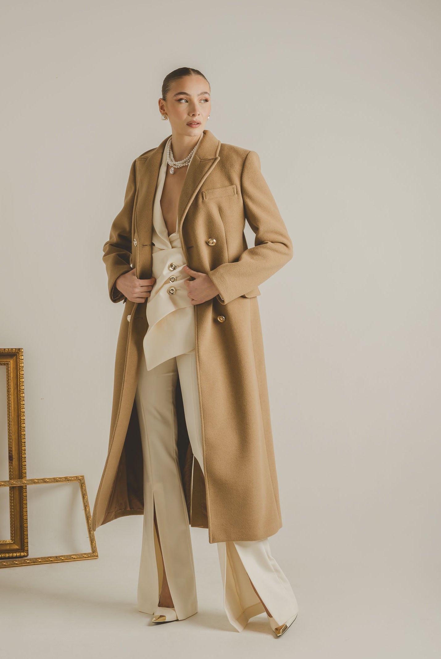 SANTAS Cappotto lungo ÉCLIPSE beige da donna PV2623 BE SANTAS