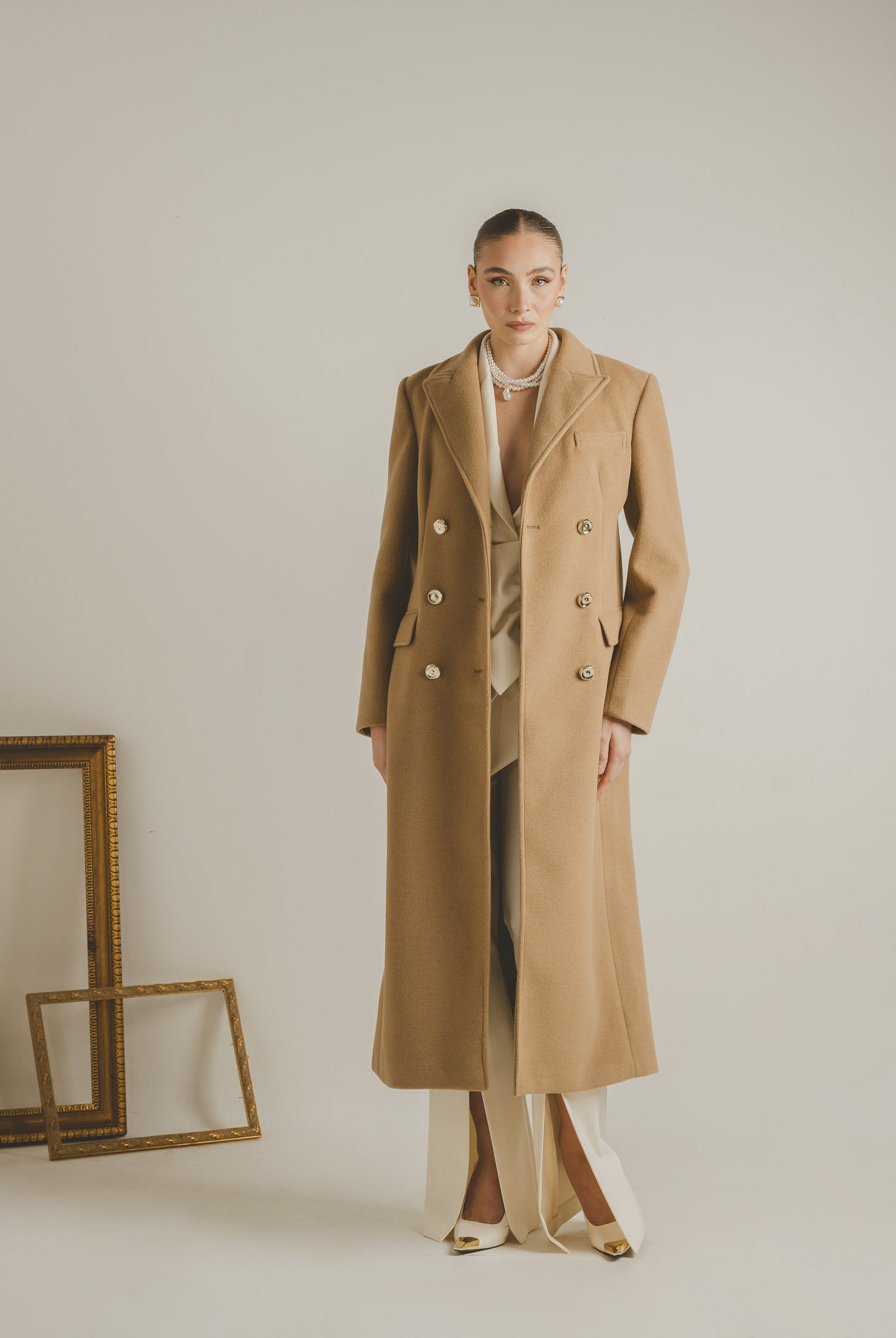 SANTAS Cappotto lungo ÉCLIPSE beige da donna PV2623 BE SANTAS