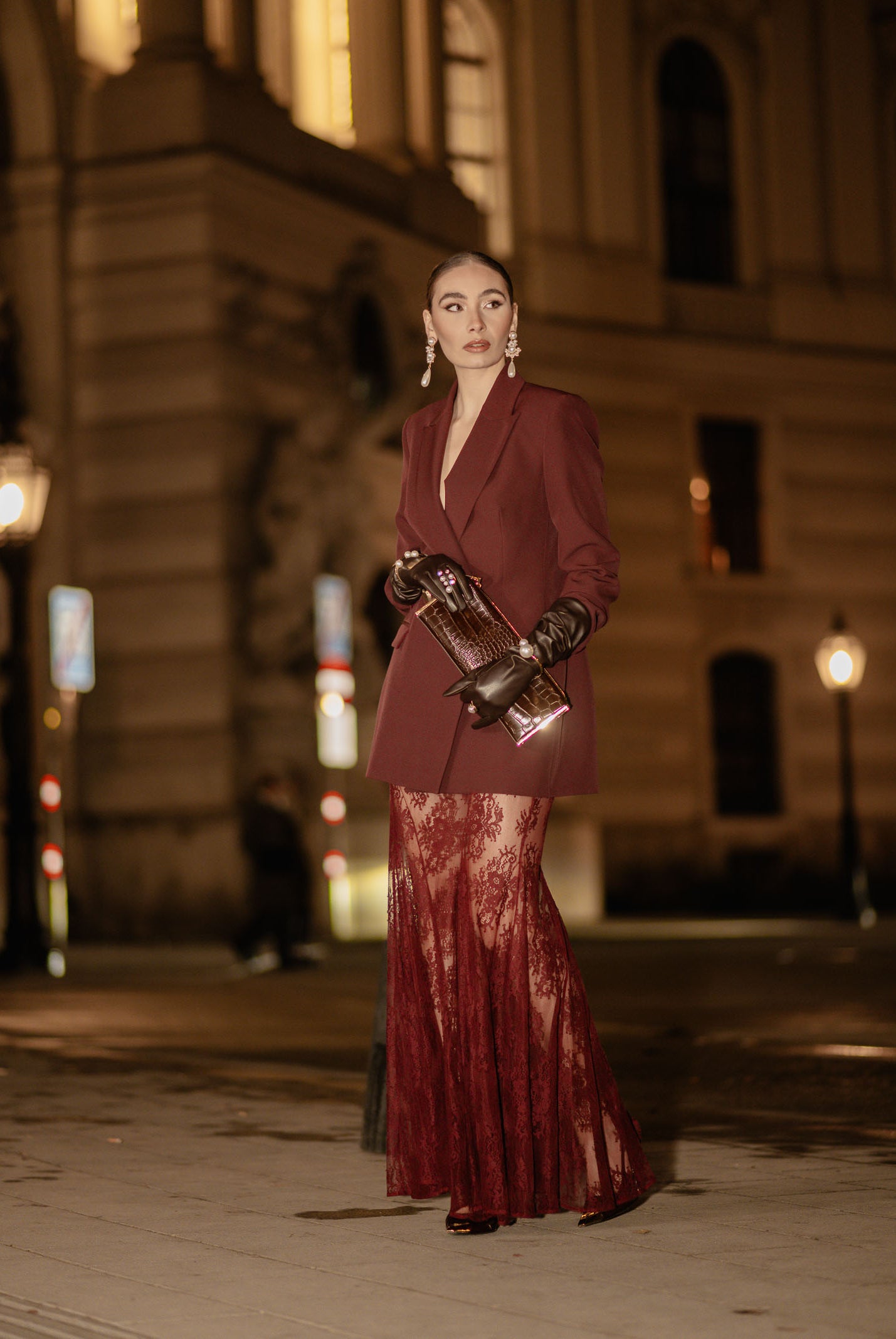 SANTAS Gonna lunga NUIT bordeaux da donna PV2628 BO SANTAS