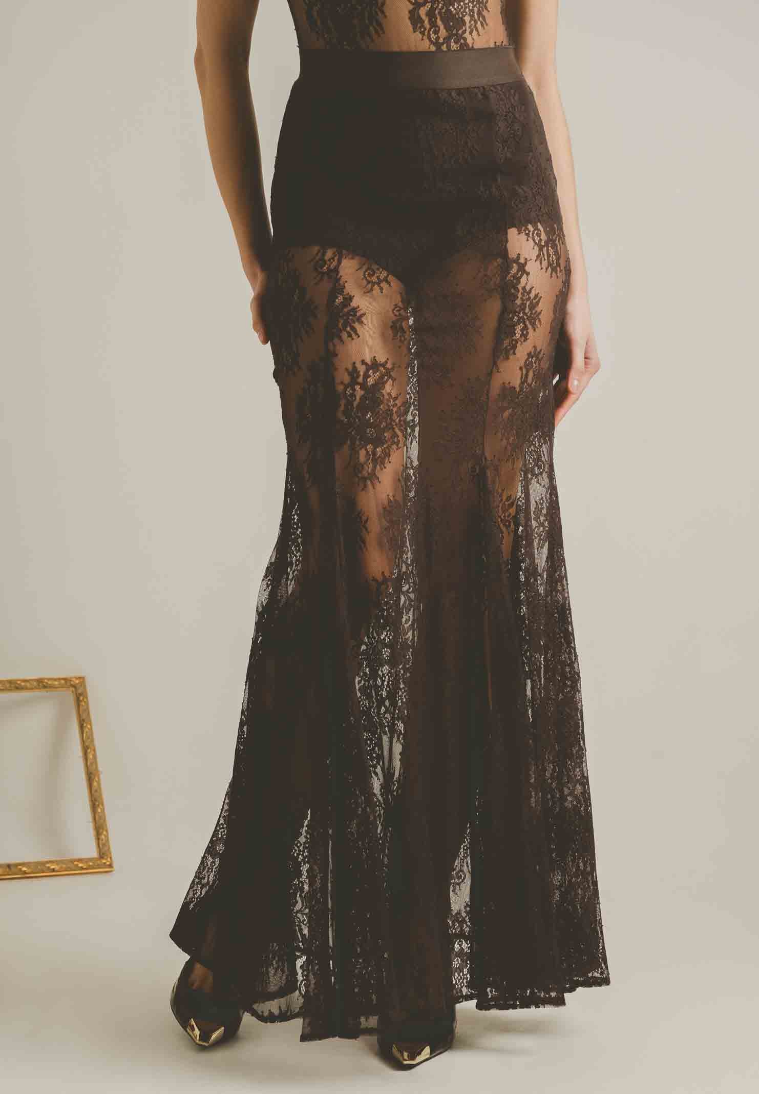 SANTAS Gonna lunga NUIT marrone da donna PV2628 MA SANTAS