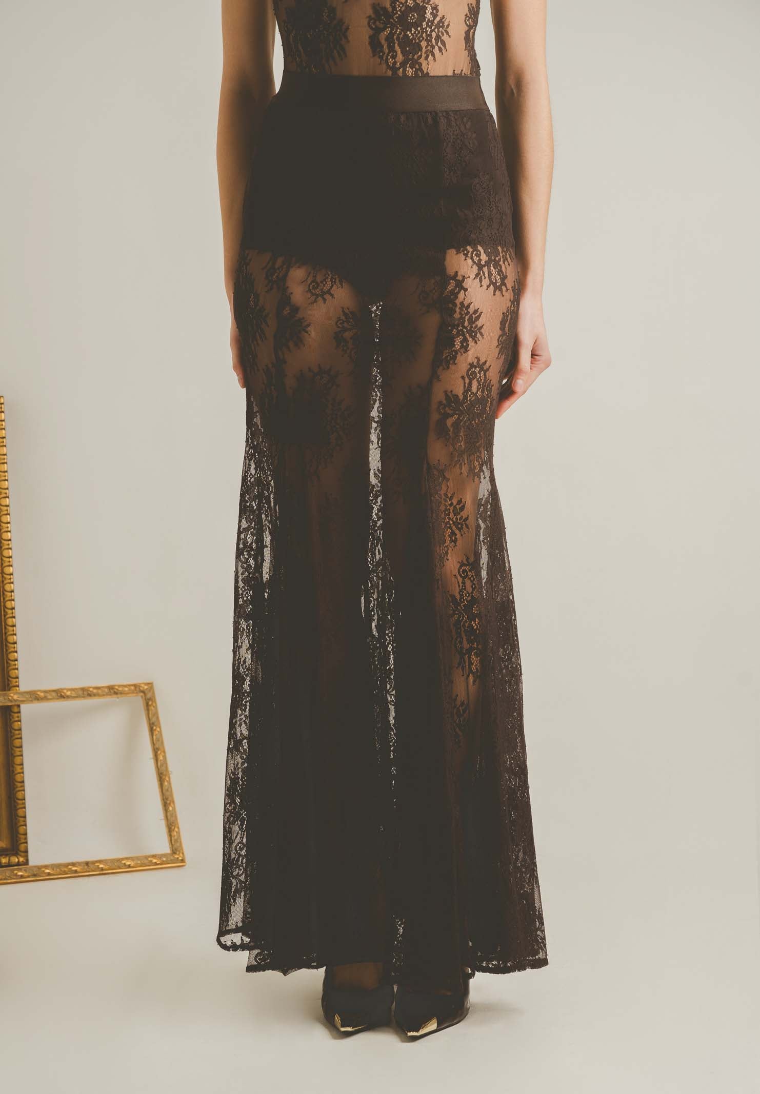 SANTAS Gonna lunga NUIT marrone da donna PV2628 MA SANTAS