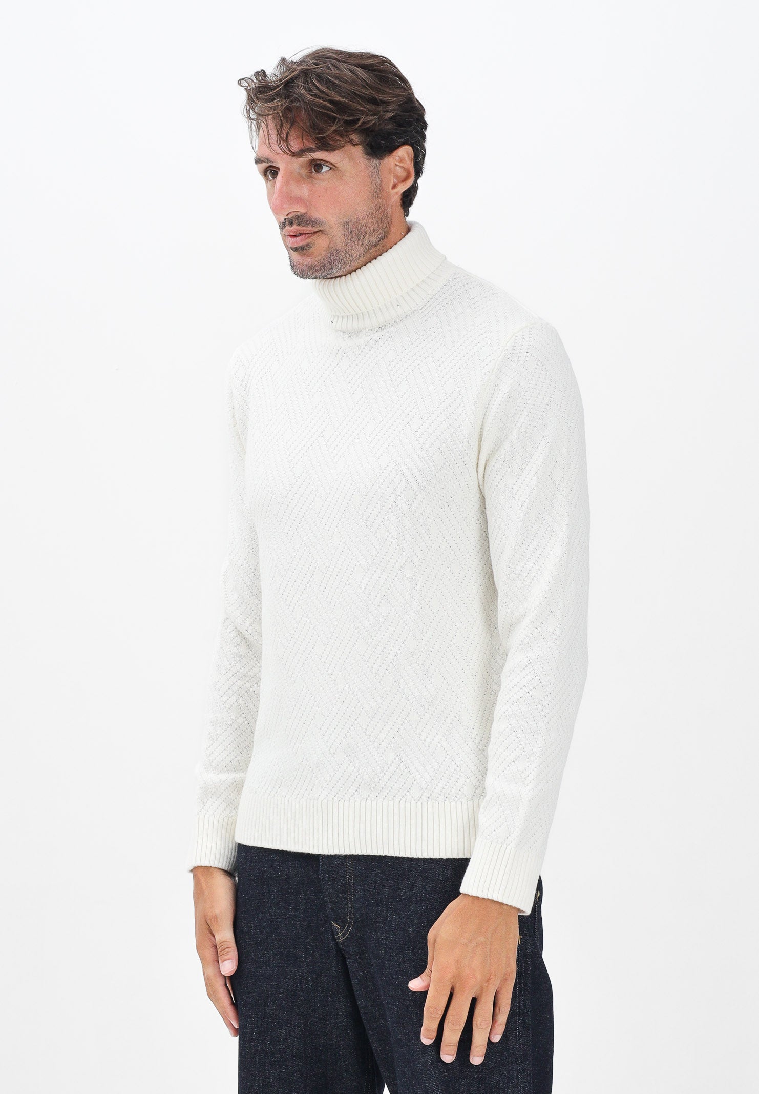 SELECTED HOMME Maglioncino a collo alto panna da uomo 16098329 Egret SELECTED HOMME