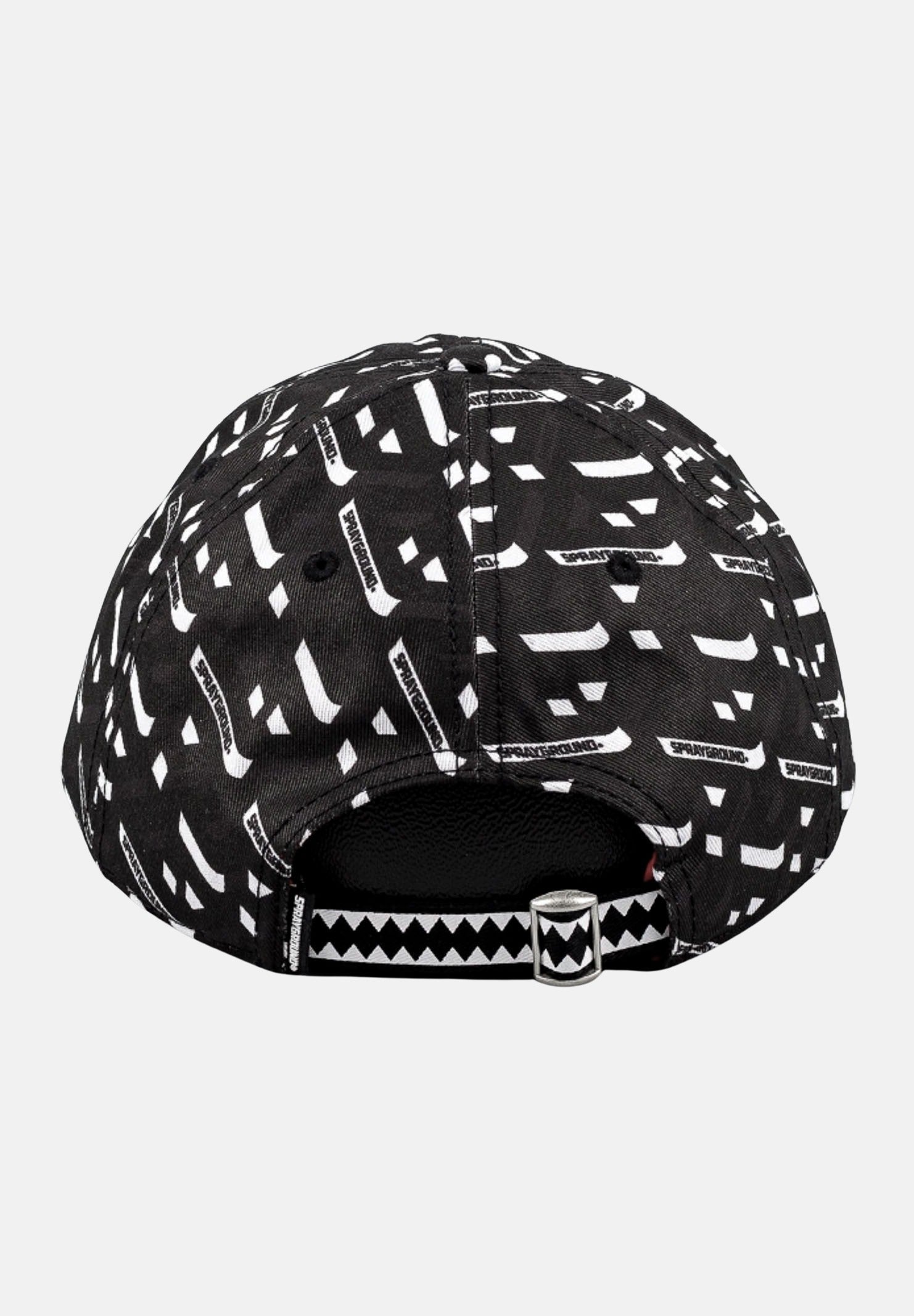SPRAYGROUND Cappello con visiera nero per uomo e donna con stampa logata e iconico shark mouth SP15012BLK . SPRAYGROUND