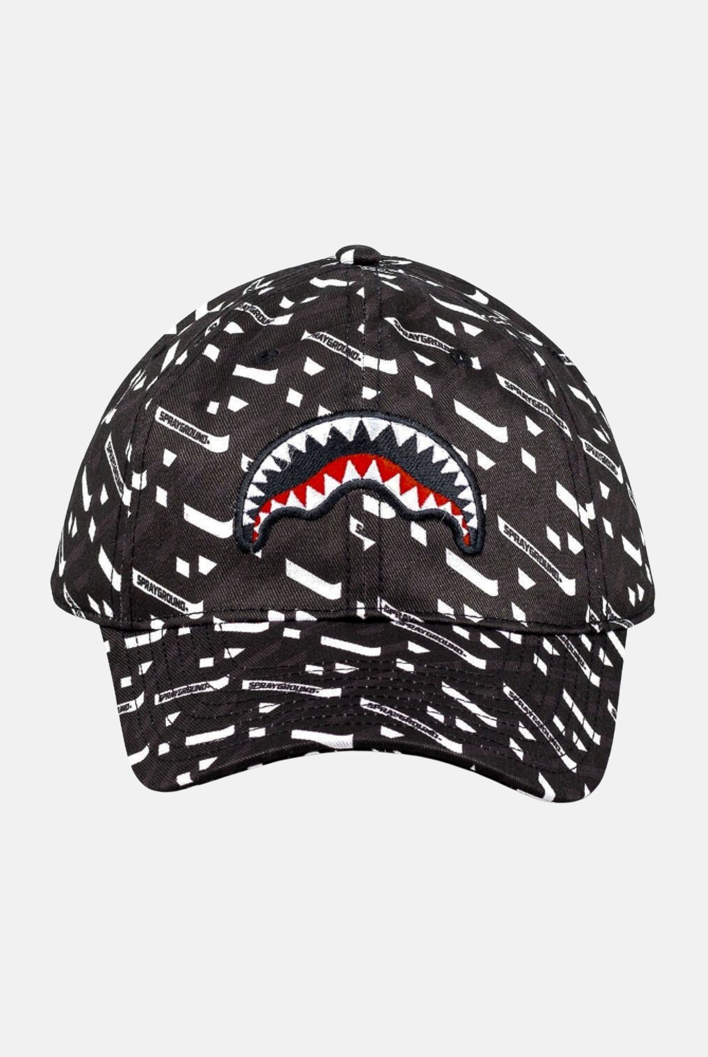 SPRAYGROUND Cappello con visiera nero per uomo e donna con stampa logata e iconico shark mouth SP15012BLK . SPRAYGROUND