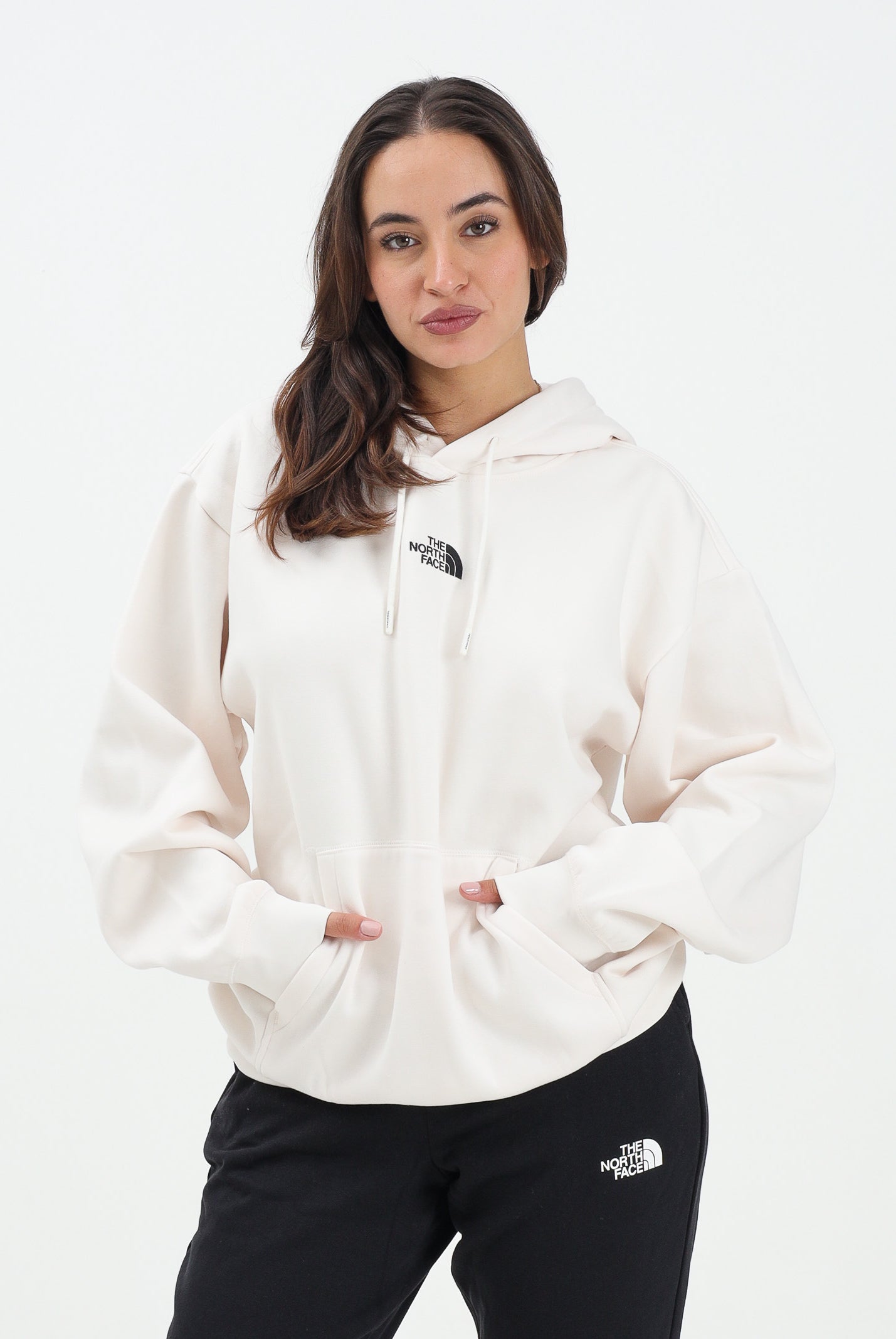 THE NORTH FACE Felpa con cappuccio Essential panna da donna NF0A89ENQLI1 . THE NORTH FACE