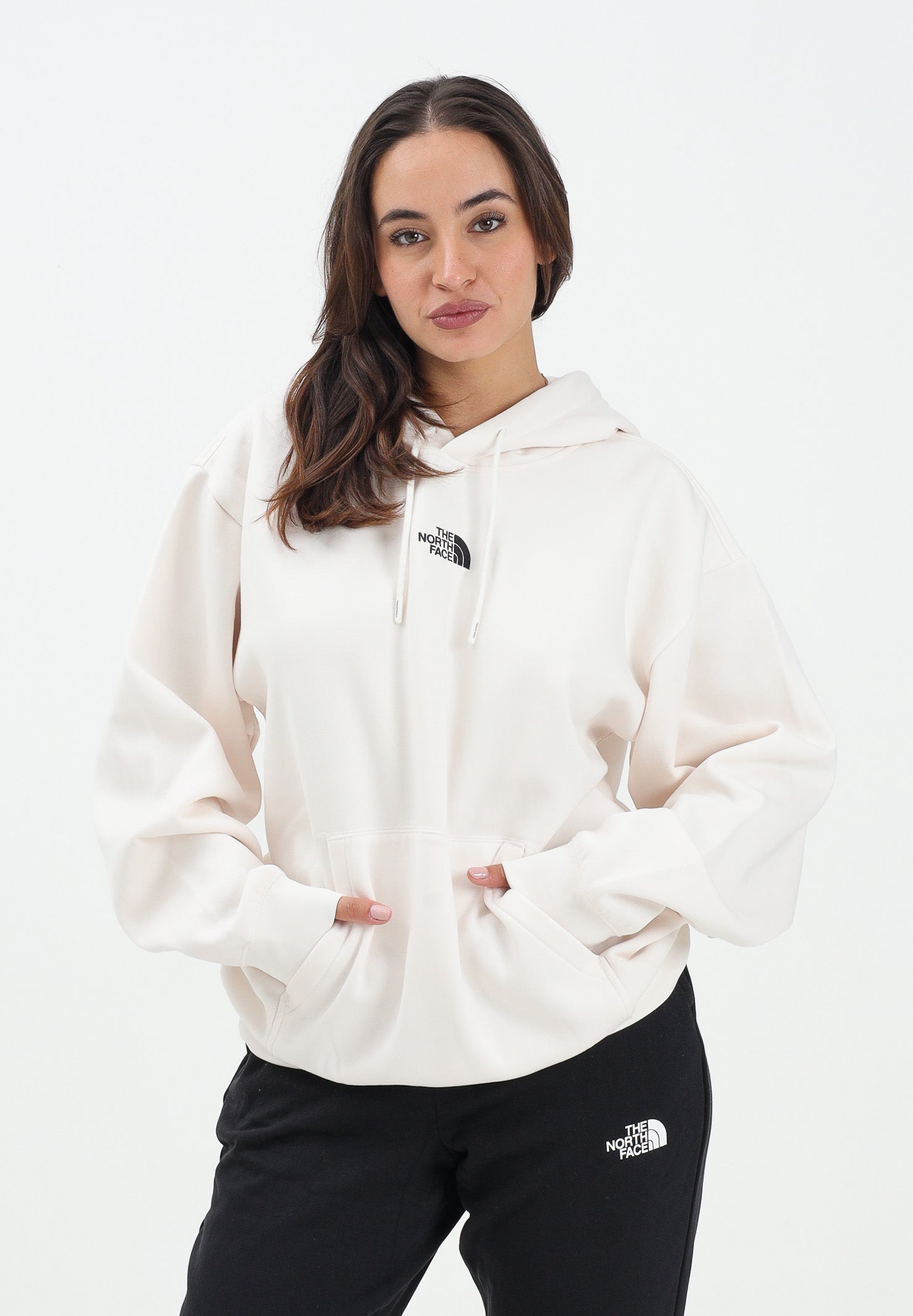 THE NORTH FACE Felpa con cappuccio Essential panna da donna NF0A89ENQLI1 . THE NORTH FACE