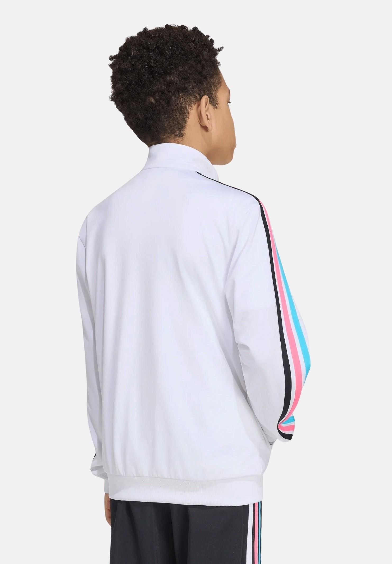 ADIDAS ORIGINALS Felpa FIREBIRD con zip bianca con bande laterali colorate per bambino e bambina<BR/> HZ6644 . ADIDAS ORIGINALS