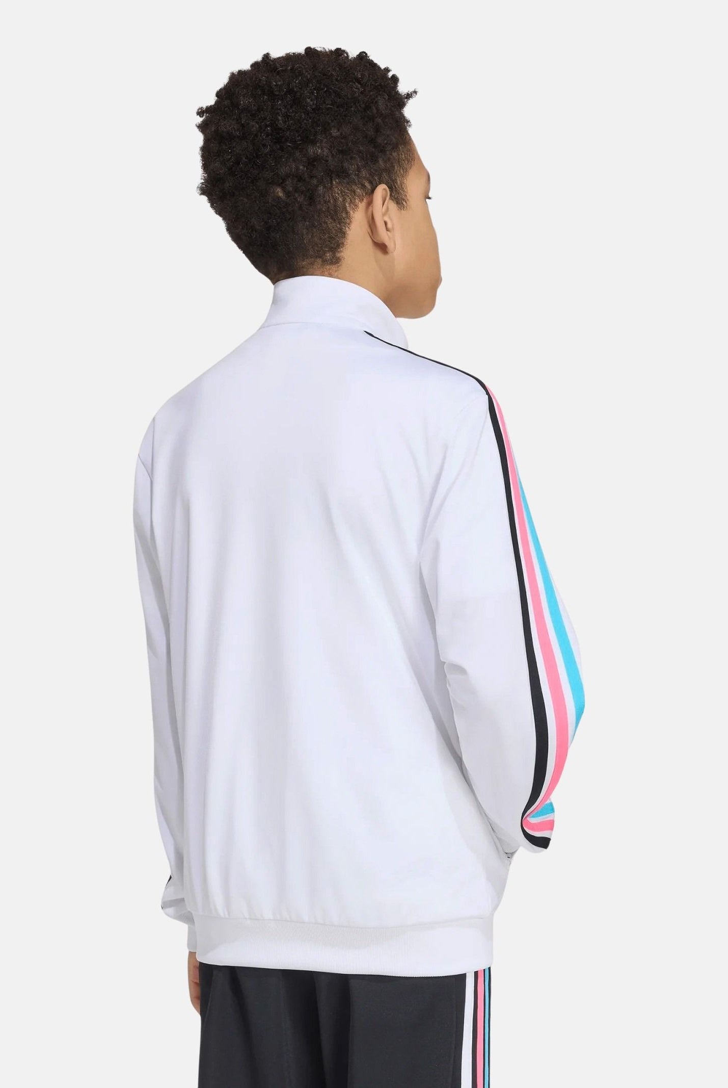 ADIDAS ORIGINALS Felpa FIREBIRD con zip bianca con bande laterali colorate per bambino e bambina<BR/> HZ6644 . ADIDAS ORIGINALS