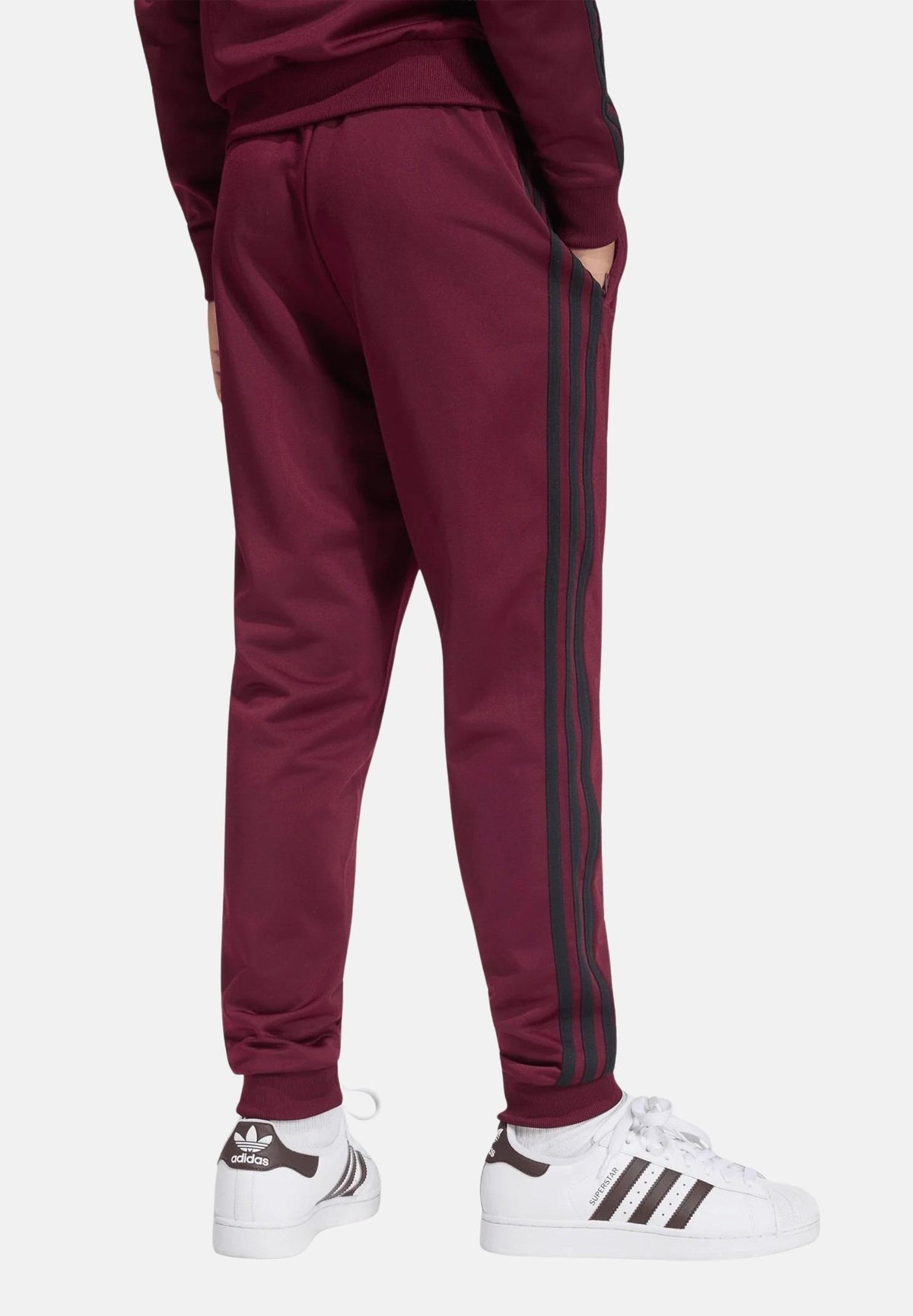 ADIDAS ORIGINALS Pantaloni FIREBIRD maroon bordeaux per bambina e bambino con elastico in vita e bande laterali a contrasto. IA2240 . ADIDAS ORIGINALS