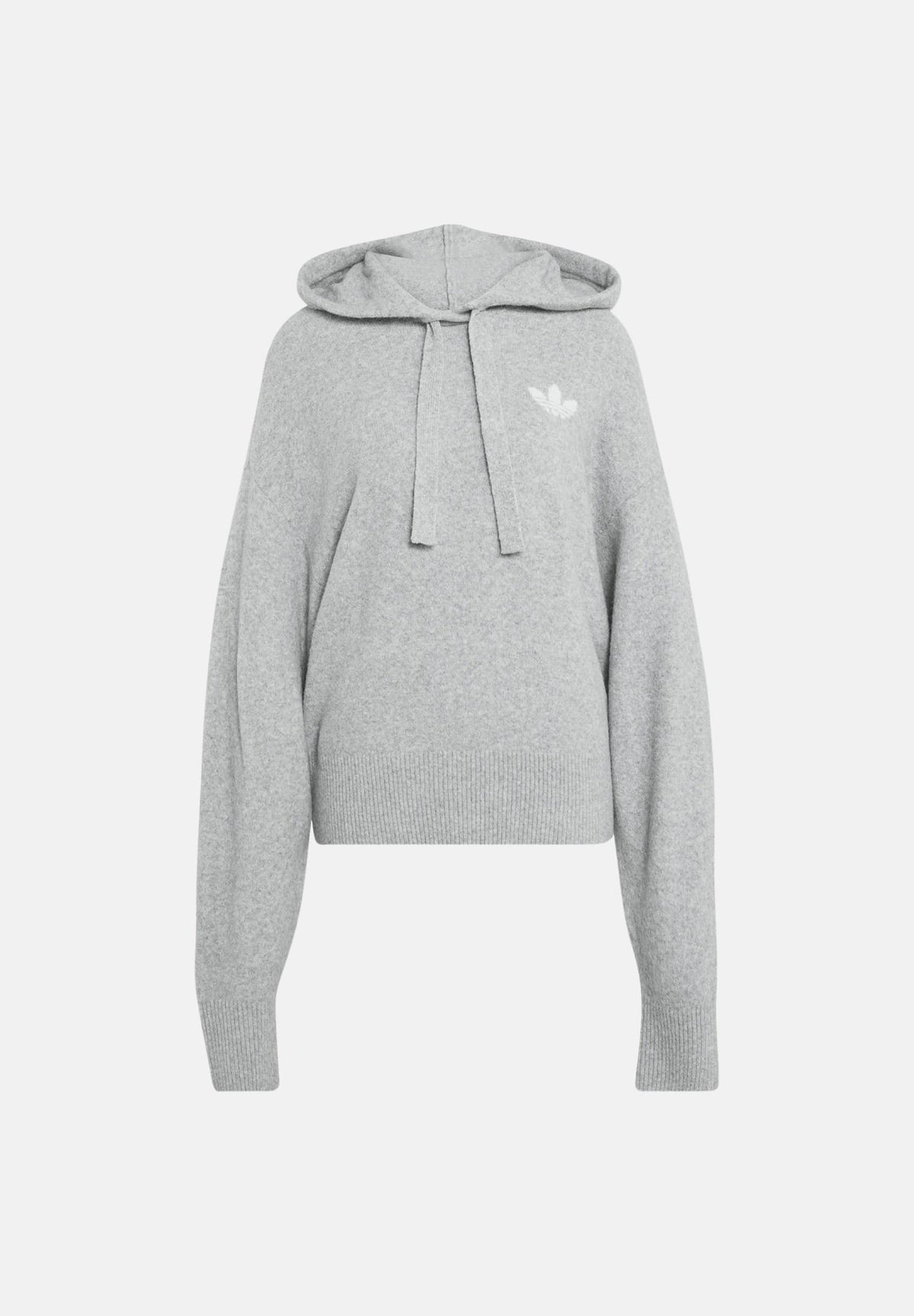 ADIDAS ORIGINALS Felpa con cappuccio grigio per donna con tasca marsupio e mini logo iconico IA4450 . ADIDAS ORIGINALS
