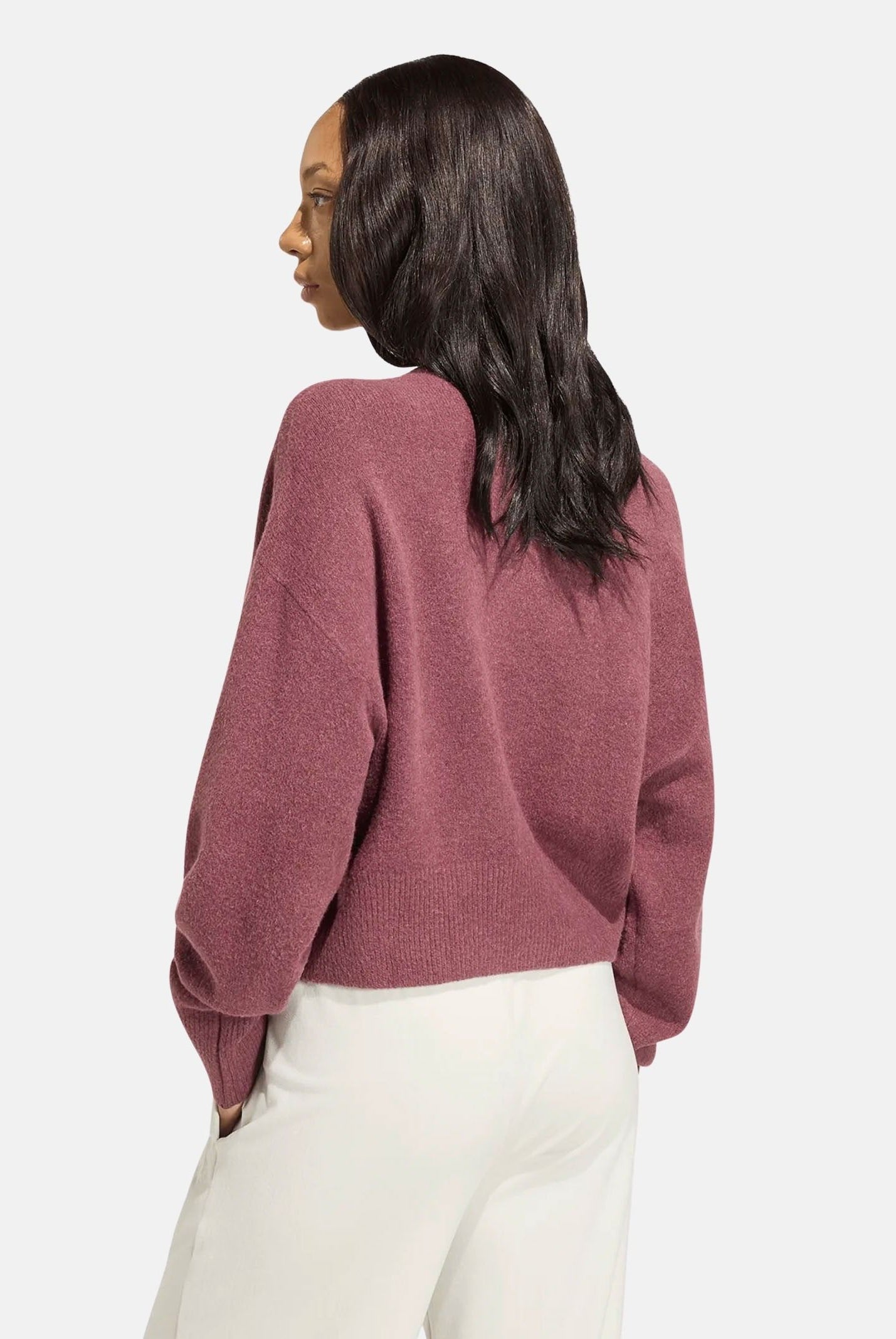 ADIDAS ORIGINALS Cardigan ESSENTIALS KNIT CARDIGAN Burgundy, bordeaux, donna. IA4454 . ADIDAS ORIGINALS
