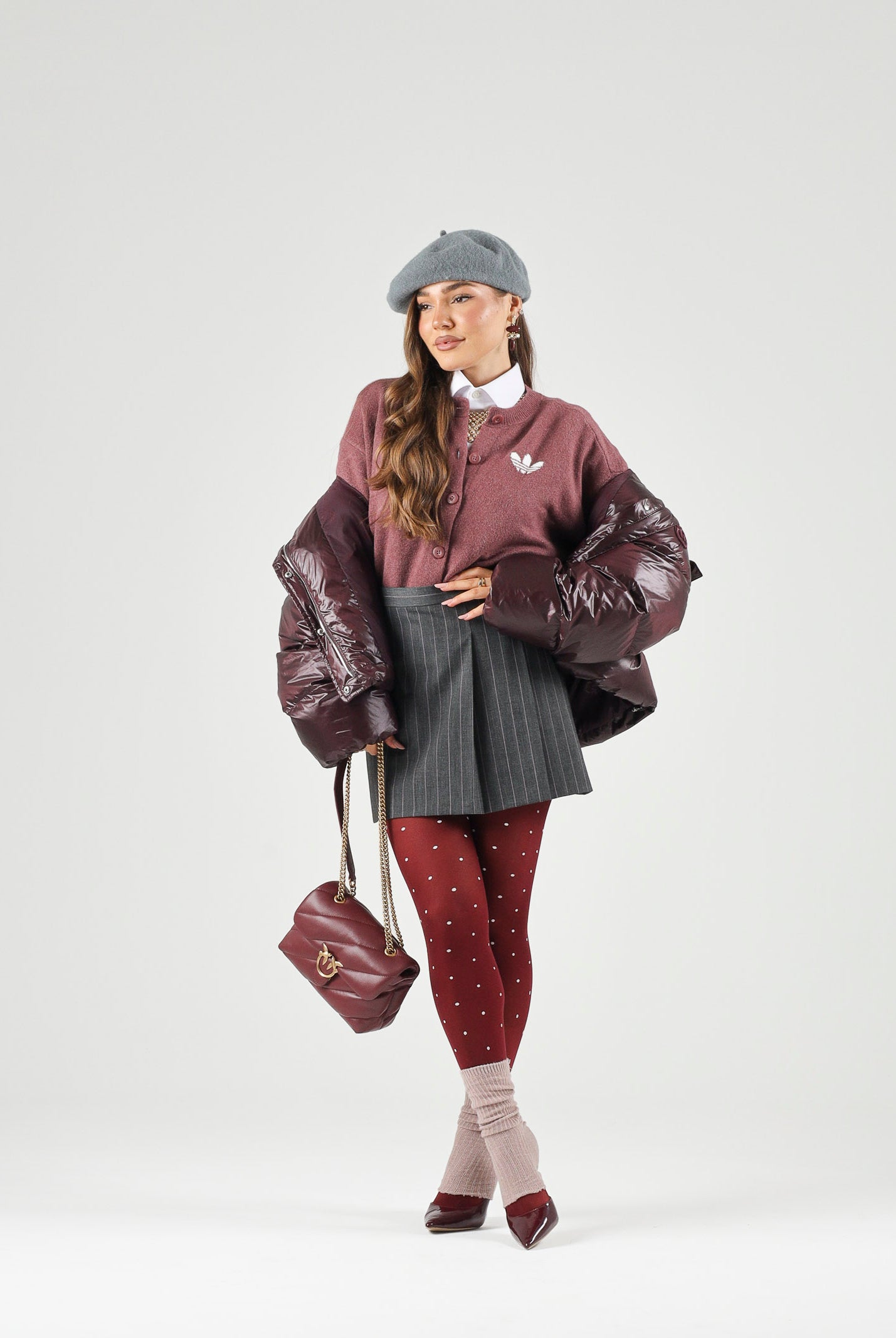 ADIDAS ORIGINALS Cardigan ESSENTIALS KNIT CARDIGAN Burgundy, bordeaux, donna. IA4454 . ADIDAS ORIGINALS