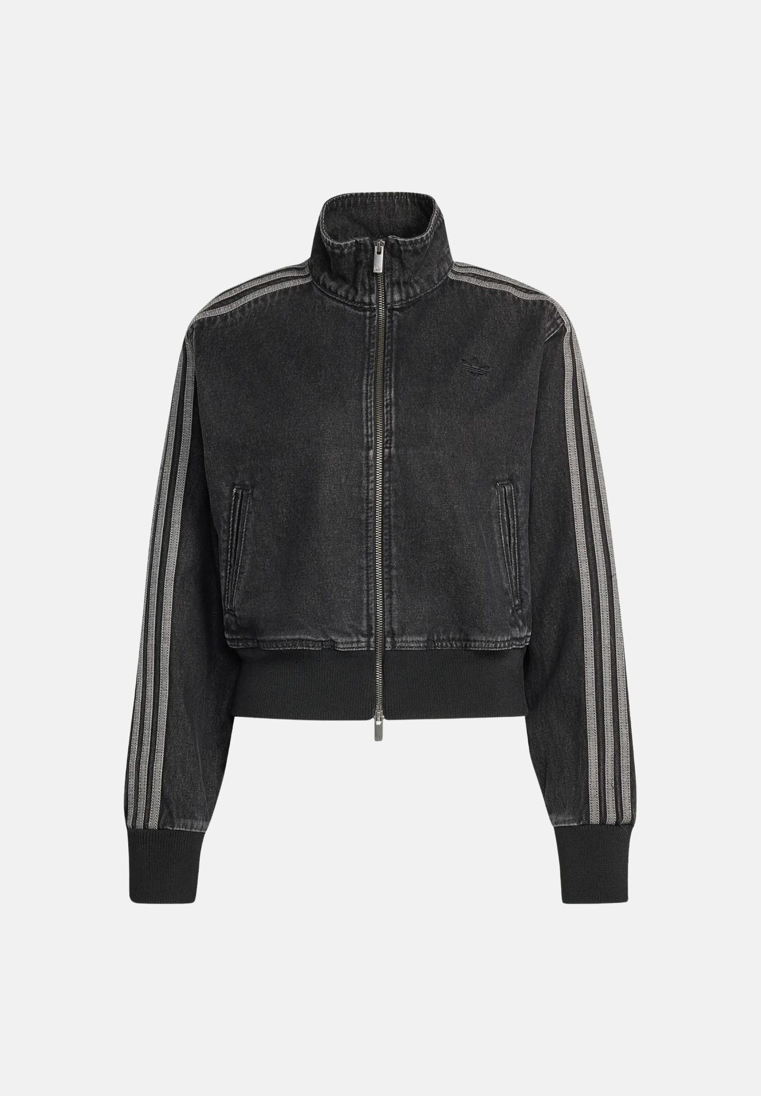 ADIDAS ORIGINALS Giacca FIREBIRD DENIM nera da donna con iconiche 3-Stripes sulle maniche. IB6917 . ADIDAS ORIGINALS