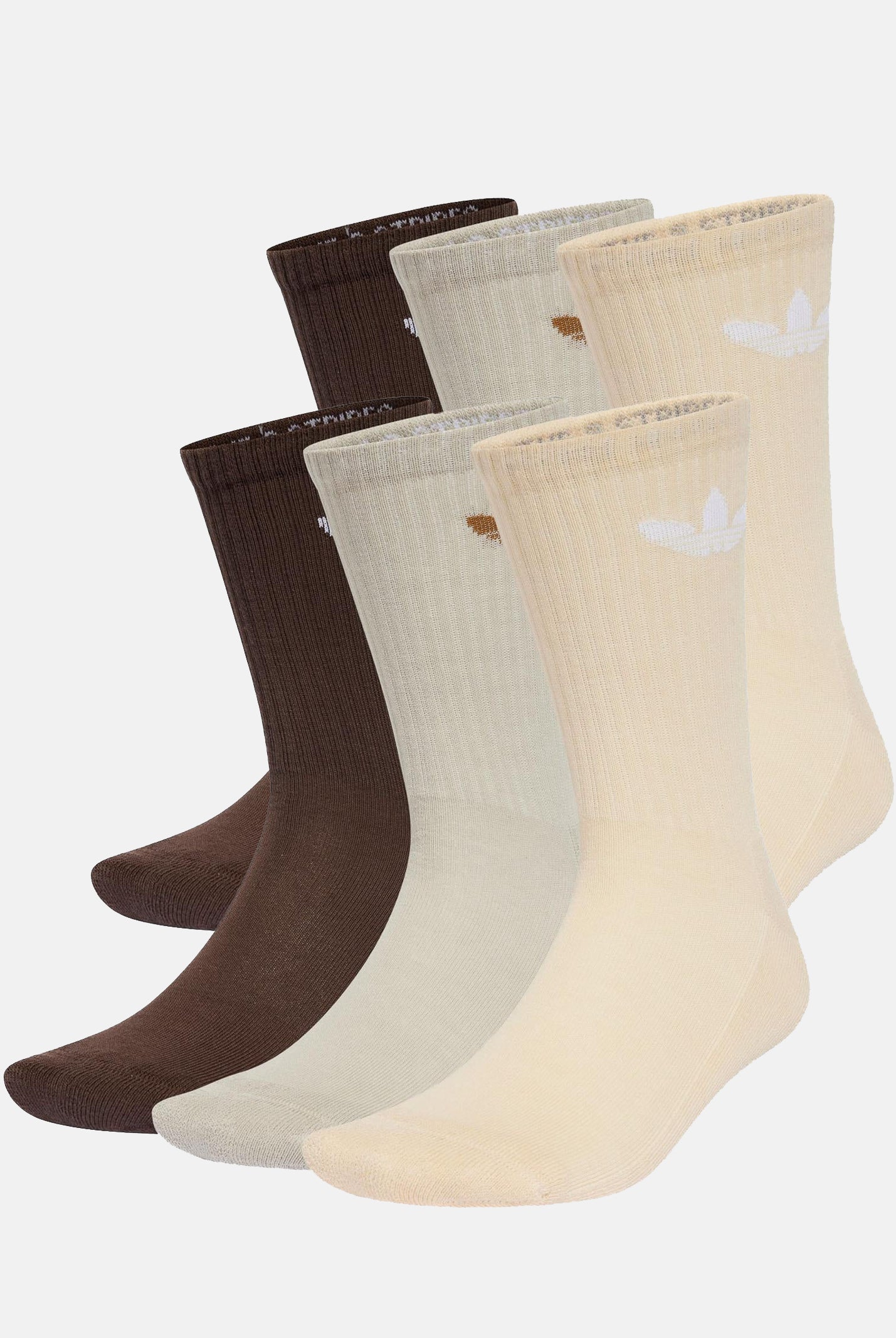 ADIDAS ORIGINALS Calzini (6 paia) Trefoil Cushion Crew marroni, beige e sabbia per uomo e donna IX5274 . ADIDAS ORIGINALS