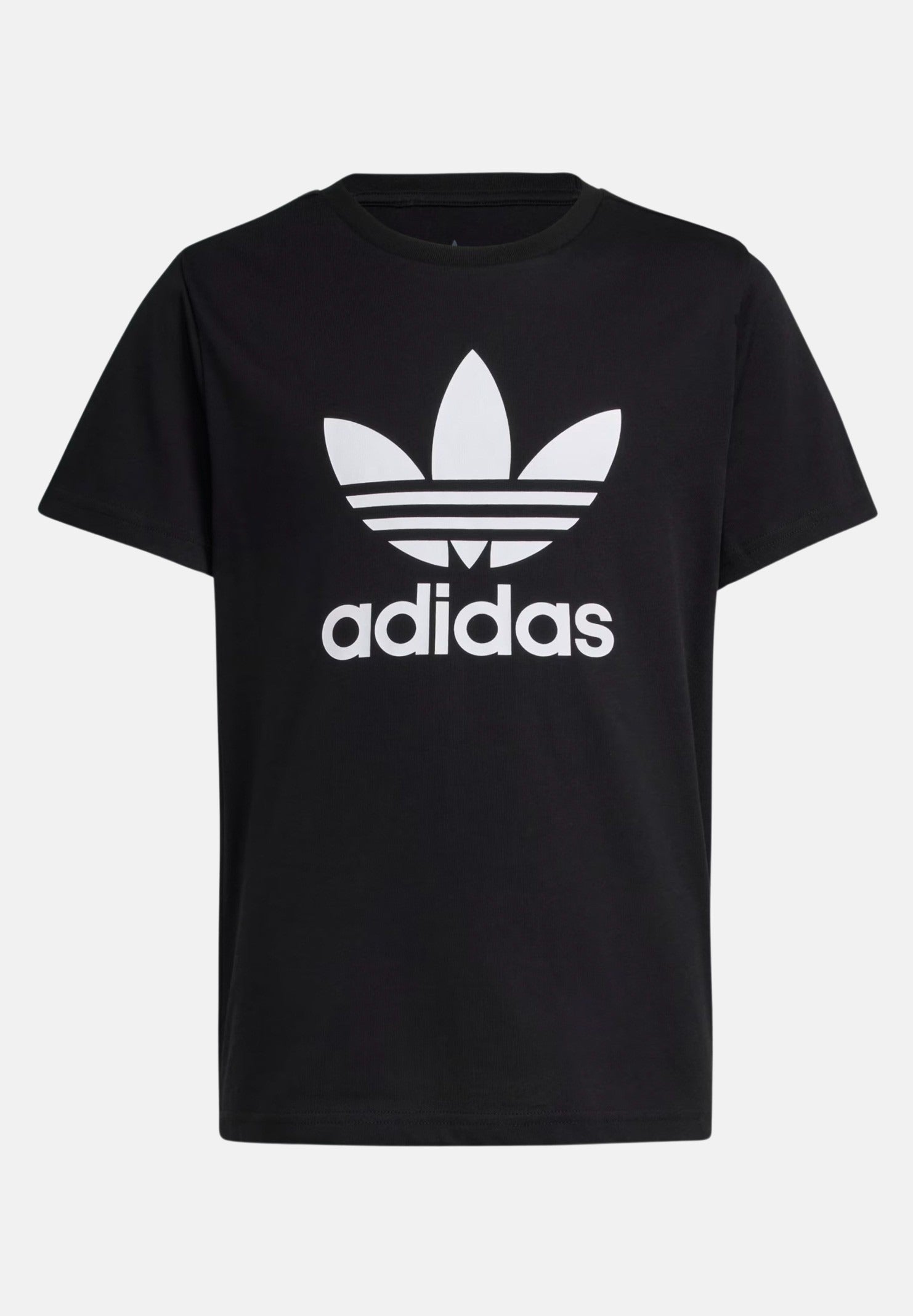 ADIDAS ORIGINALS T-shirt a manica corta TREFOIL nera per bambino e bambina IY7421 . ADIDAS ORIGINALS