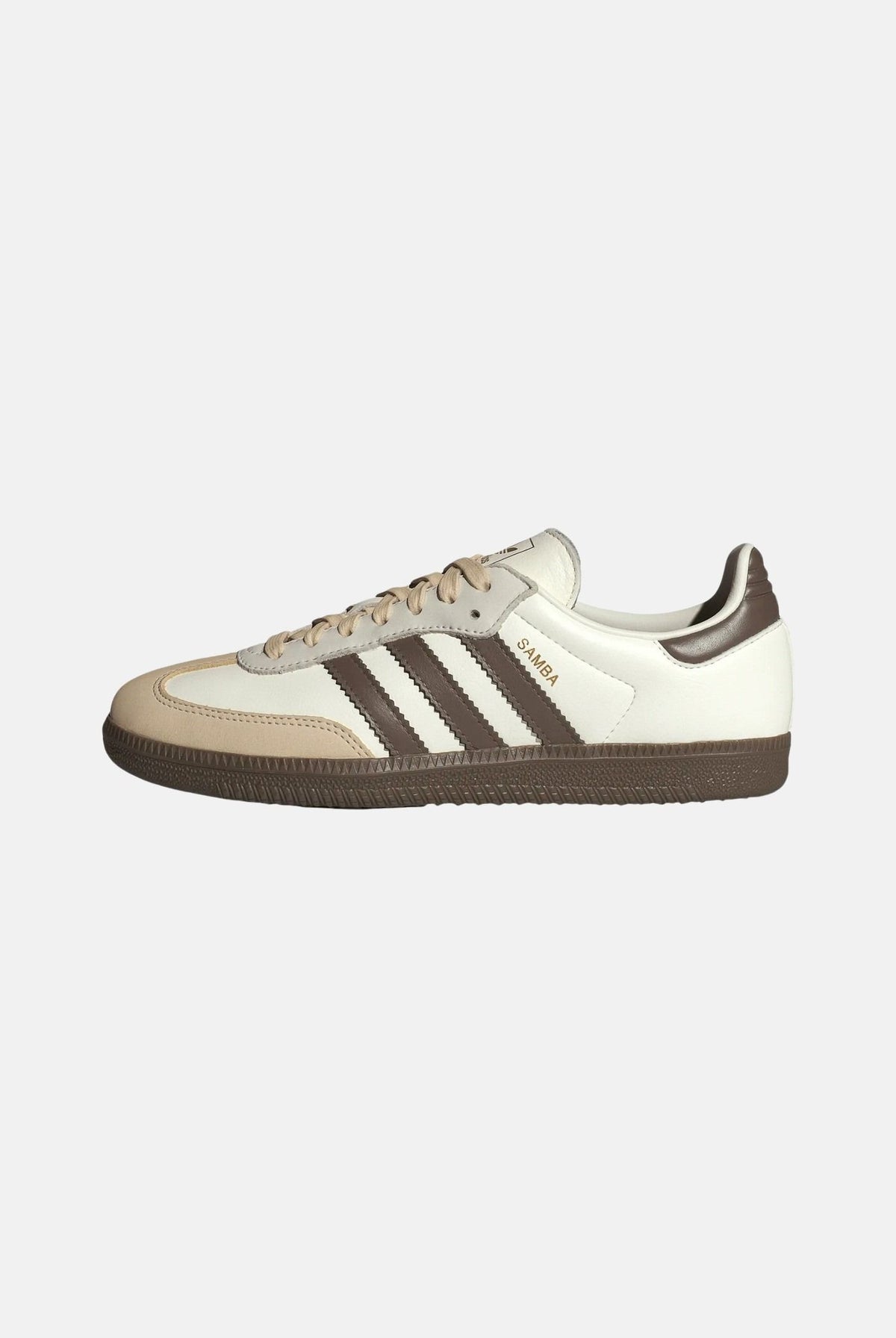 ADIDAS ORIGINALS Sneakers SAMBA OG bianca per uomo e donna con dettagli marroni e suola in gomma ammortizzata JR8842 . ADIDAS ORIGINALS
