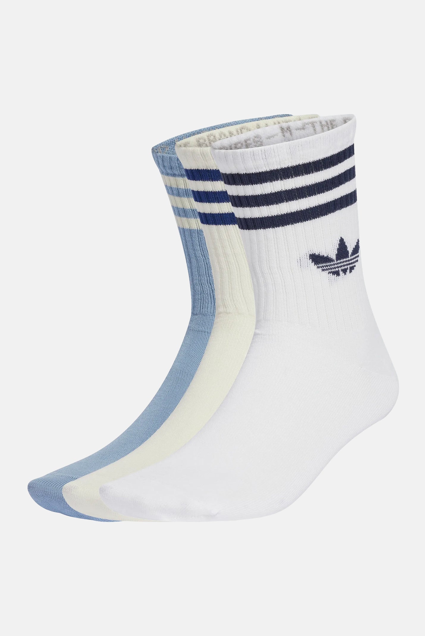 ADIDAS ORIGINALS Calze CALZINI 3 PAIRS 3-STRIPES White/Tactile Blue/Cream White bianco, azzurro e panna unisex. JV7406 . ADIDAS ORIGINALS