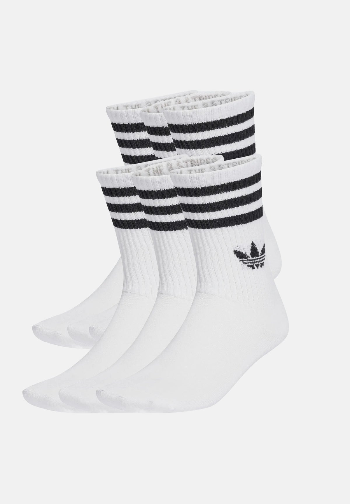 ADIDAS ORIGINALS Calzini 3-Stripes Crew 6 paia bianchi con righe nero per uomo e donna. JV7410 . ADIDAS ORIGINALS