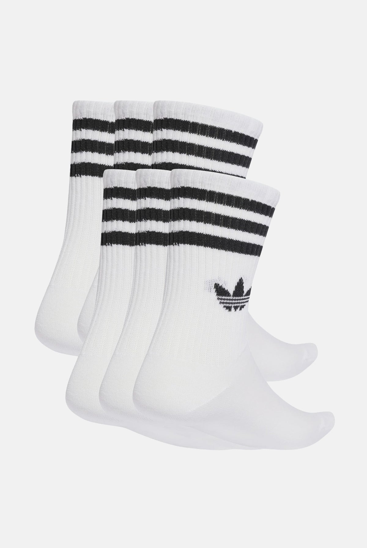 ADIDAS ORIGINALS Calzini 3-Stripes Crew 6 paia bianchi con righe nero per uomo e donna. JV7410 . ADIDAS ORIGINALS