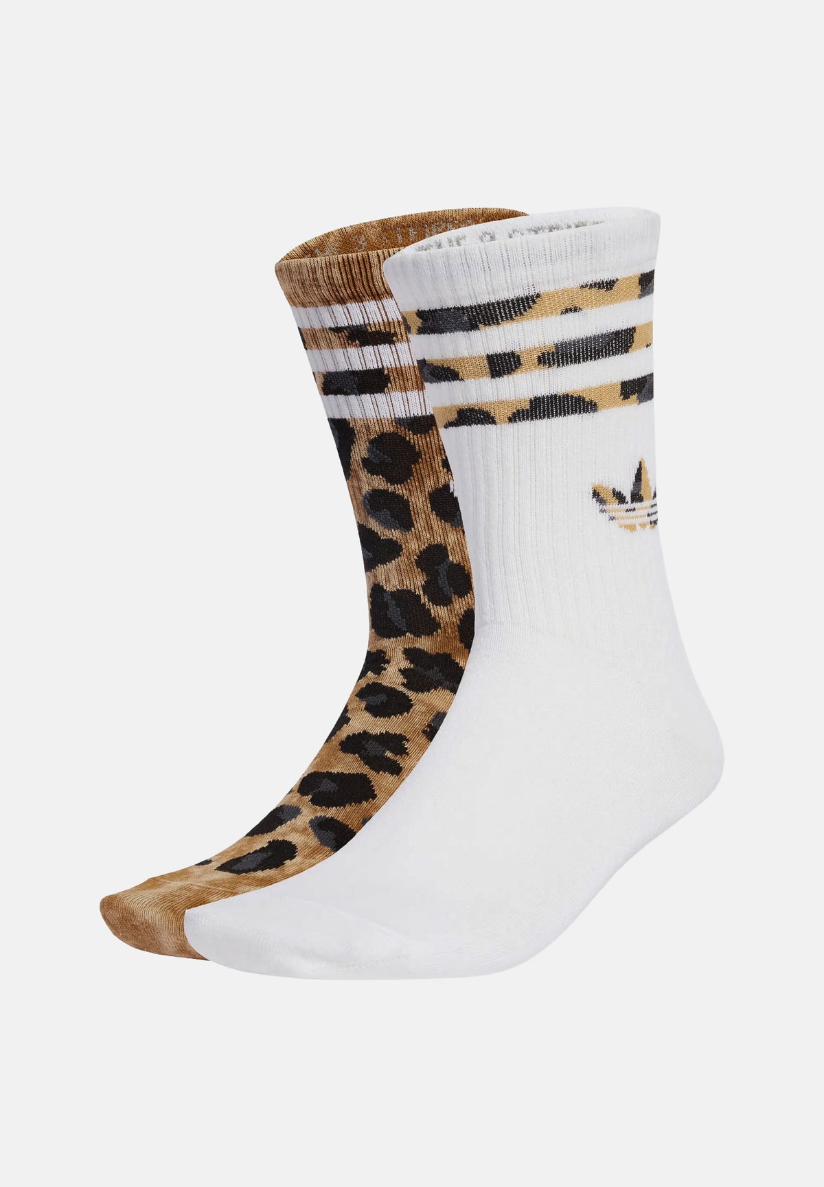 ADIDAS ORIGINALS Calze 2 paia LEOPARD marrone e nero da donna con elementi animalier JV7855 . ADIDAS ORIGINALS