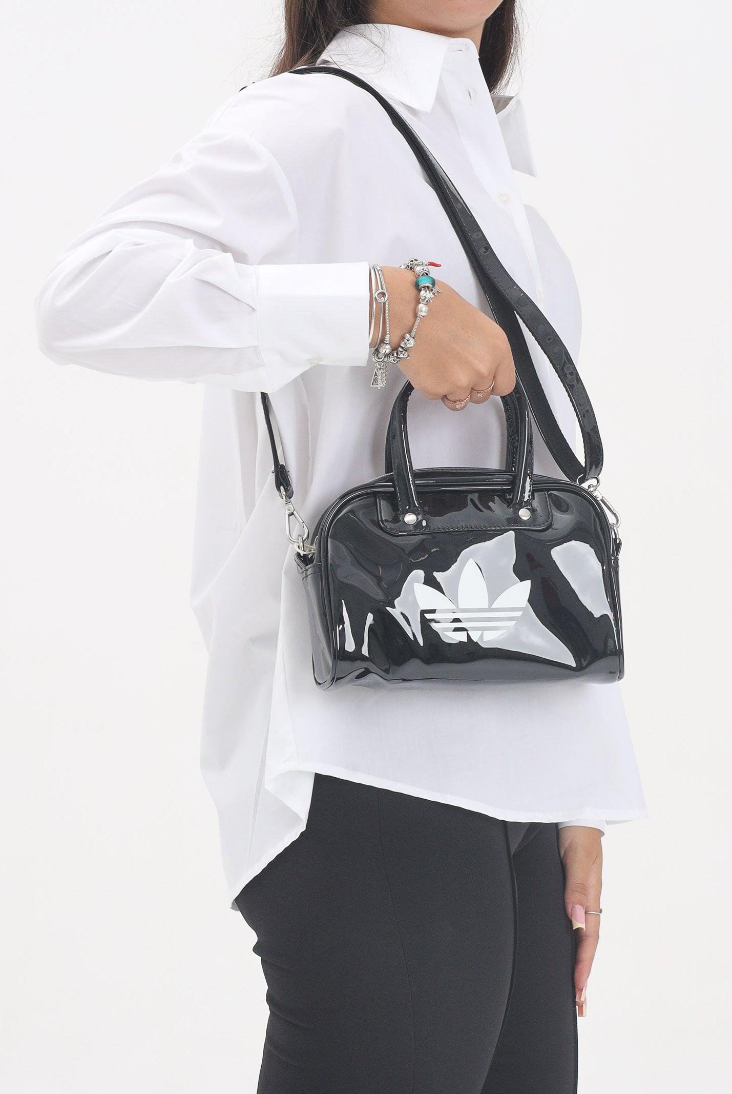 ADIDAS ORIGINALS Borsa a mano Adicolor Mini Bowling Bag nera da donna JX0247 . ADIDAS ORIGINALS