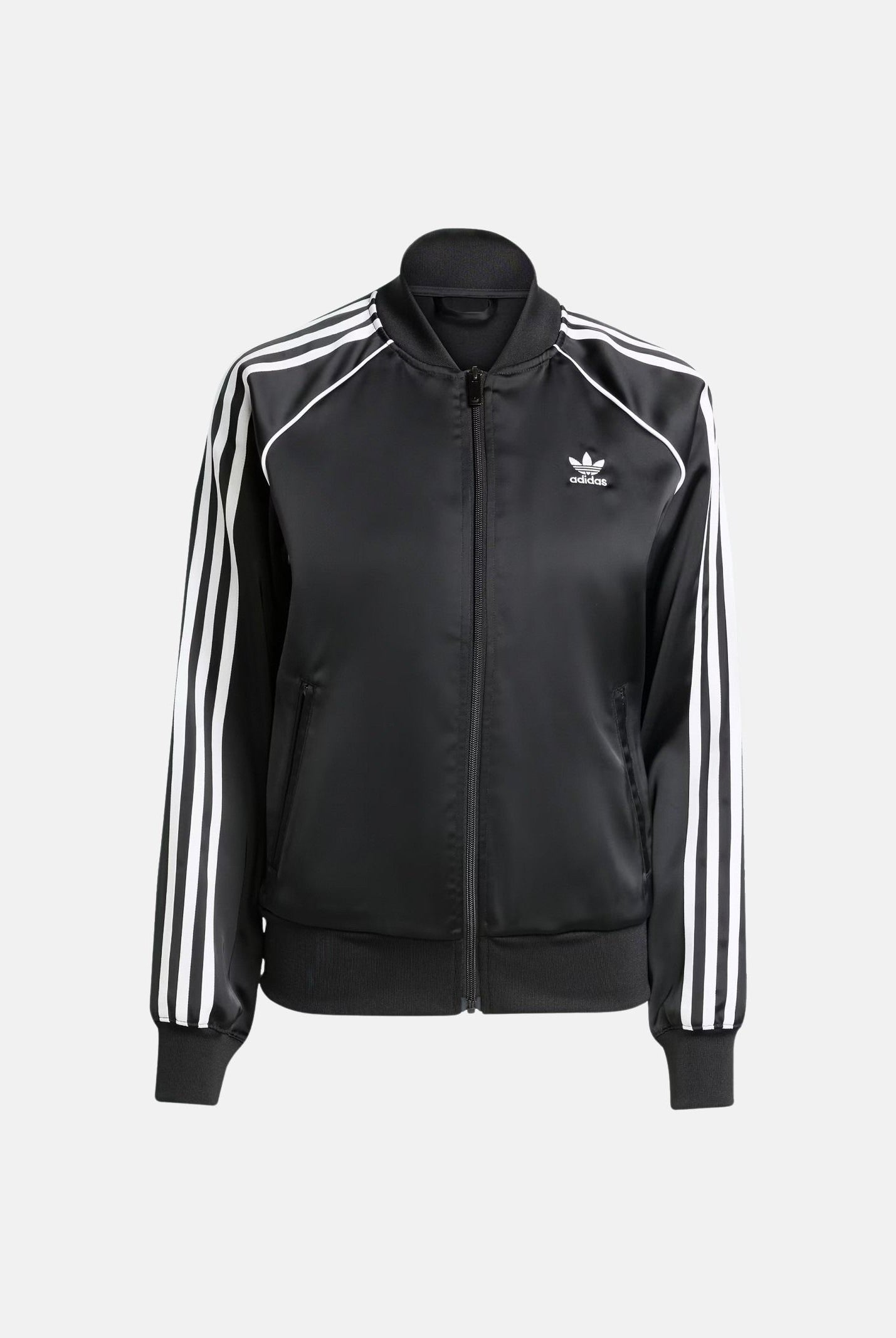 ADIDAS ORIGINALS Felpa con zip SST Adicolor Satin nera da donna JZ6733 . ADIDAS ORIGINALS