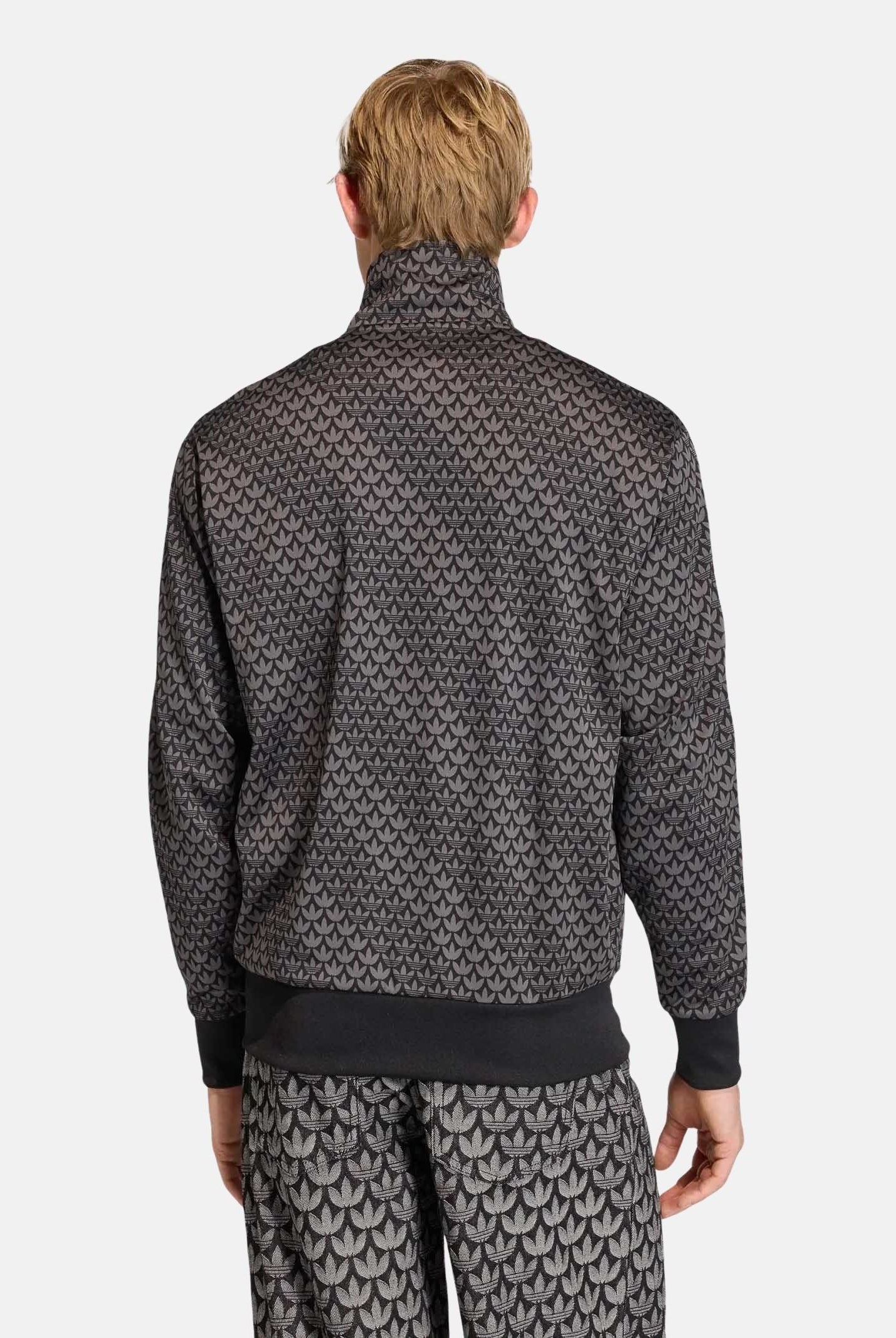 ADIDAS ORIGINALS Felpa con zip Loose Firebird Monogram nera da uomo KC9158 . ADIDAS ORIGINALS