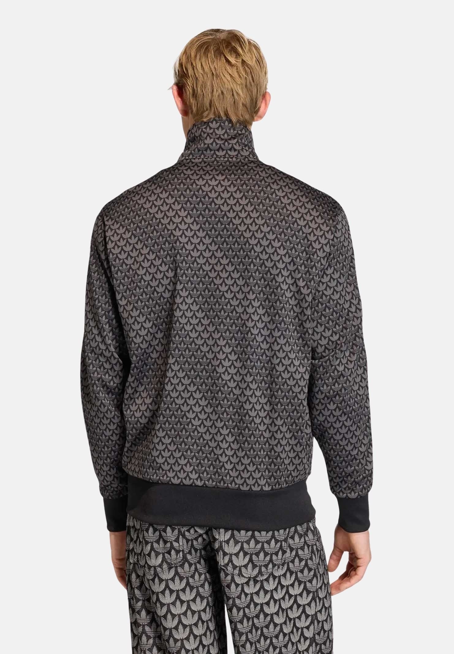 ADIDAS ORIGINALS Felpa con zip Loose Firebird Monogram nera da uomo KC9158 . ADIDAS ORIGINALS
