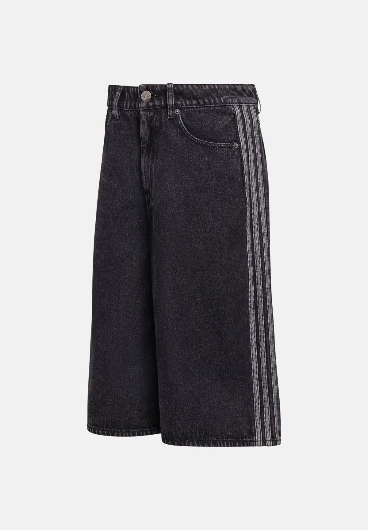 ADIDAS ORIGINALS Bermuda Firebird in denim nero da donna con iconiche 3-stripes KD2916 . ADIDAS ORIGINALS