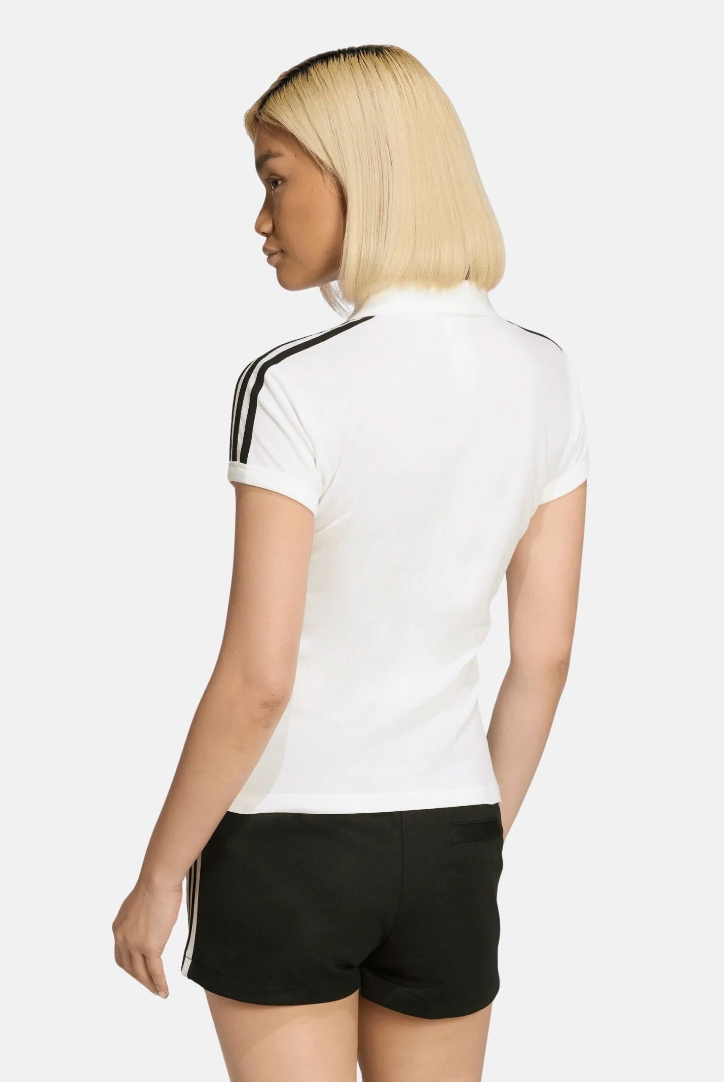 ADIDAS ORIGINALS Polo a manica corta 3 Stripes bianca da donna KD3697 . ADIDAS ORIGINALS