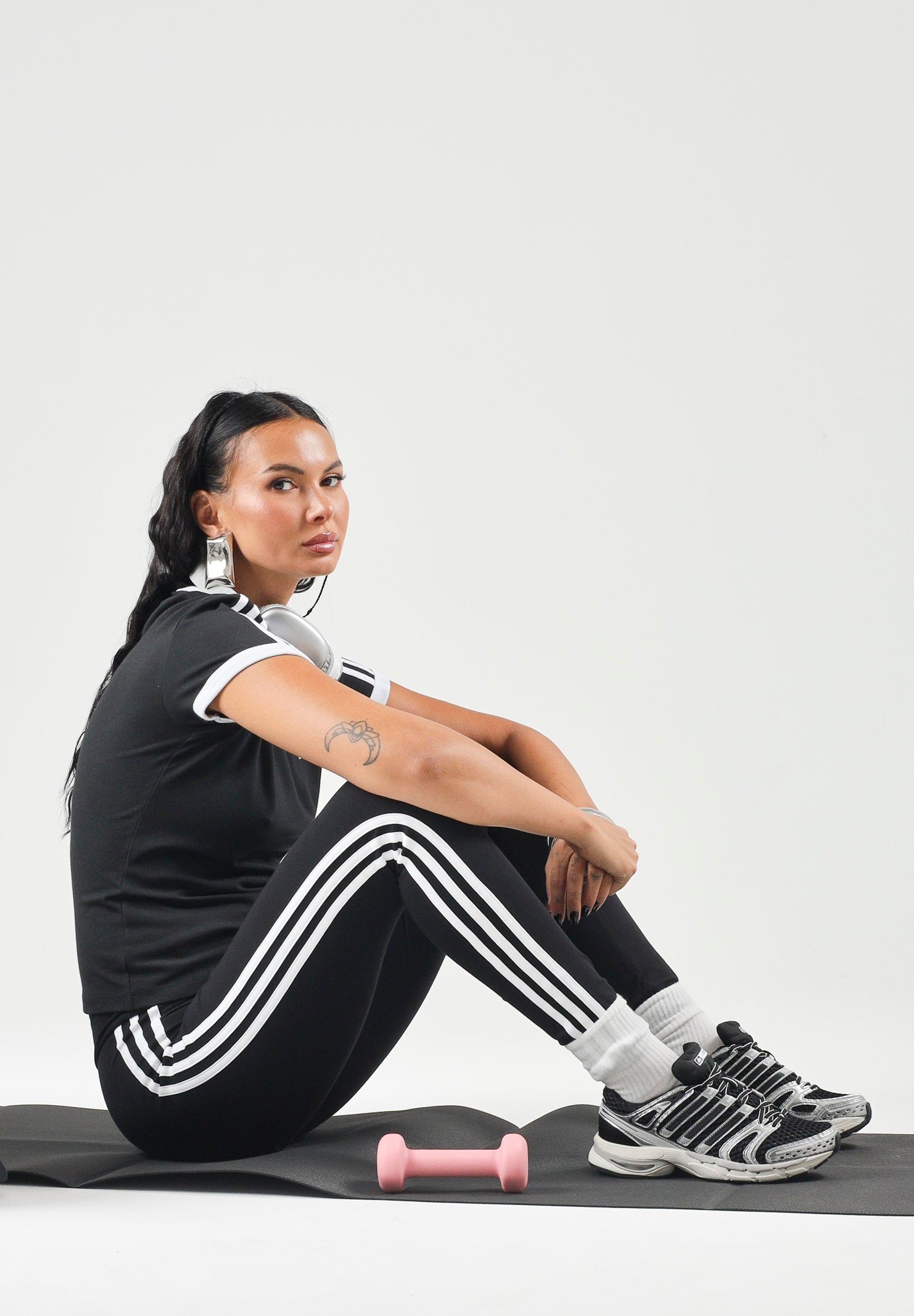 ADIDAS ORIGINALS Leggings 3-Stripes nero da donna con logo iconico KD5572 . ADIDAS ORIGINALS