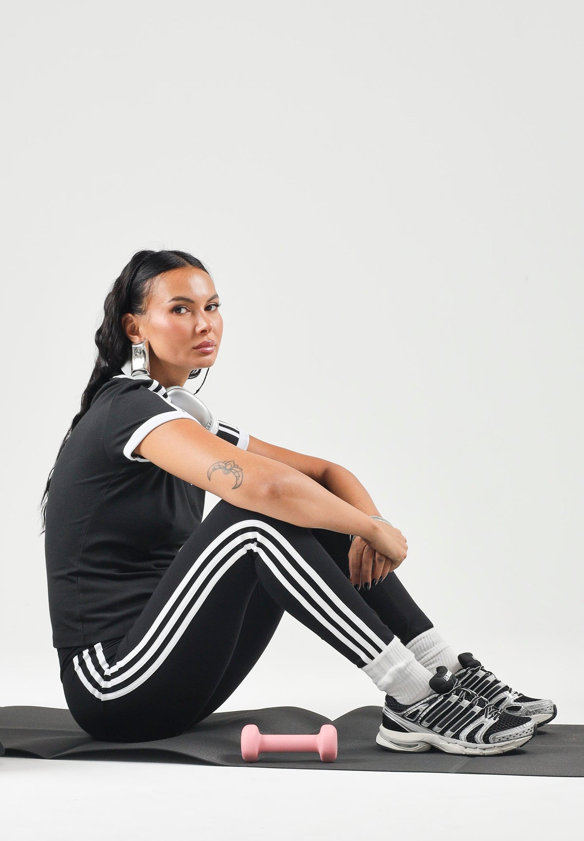 ADIDAS ORIGINALS Leggings 3-Stripes nero da donna con logo iconico KD5572 . ADIDAS ORIGINALS