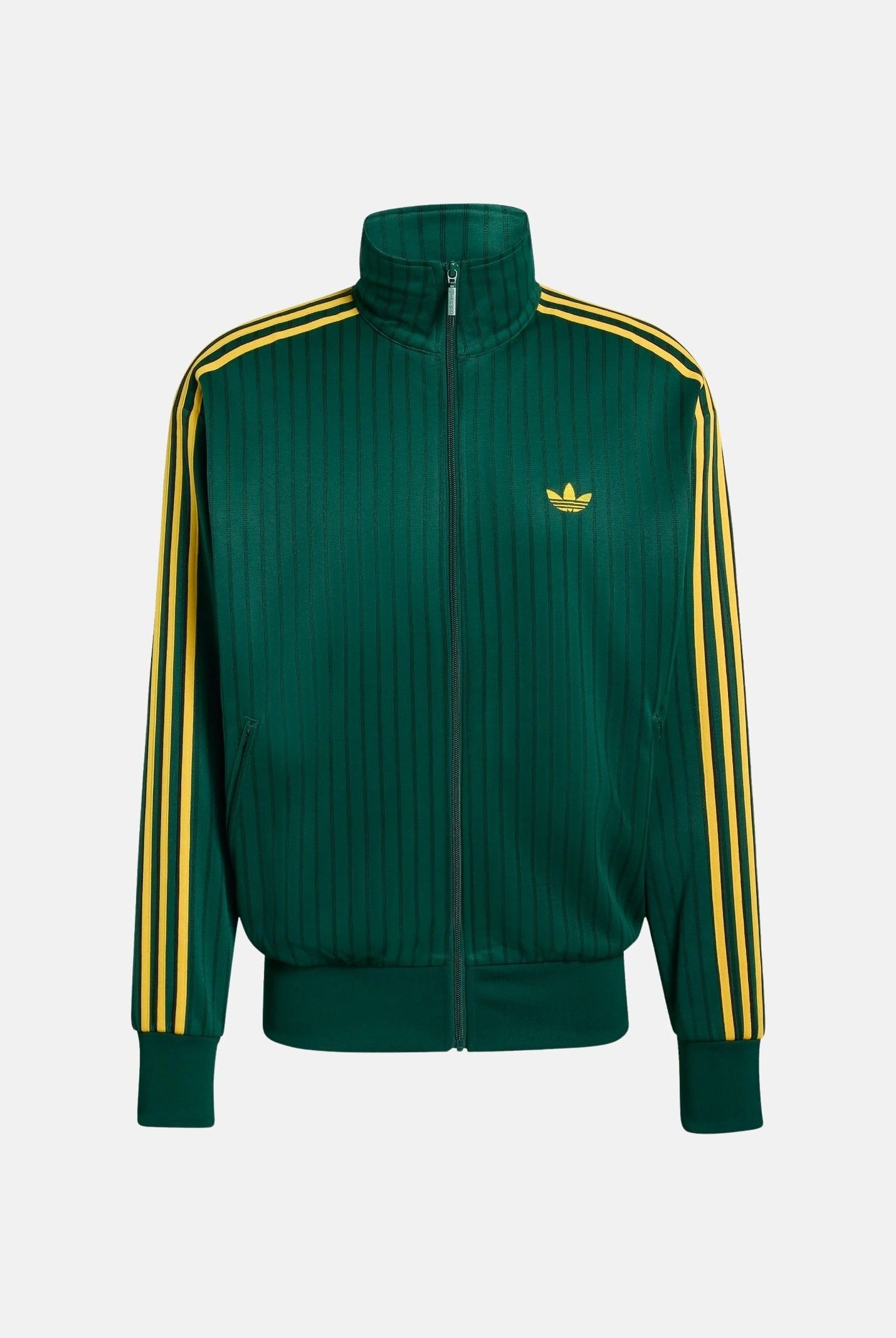 ADIDAS ORIGINALS Felpa con zip FIREBIRD LOOSE PINSTRIPES verde e gialla da uomo KD6287 . ADIDAS ORIGINALS