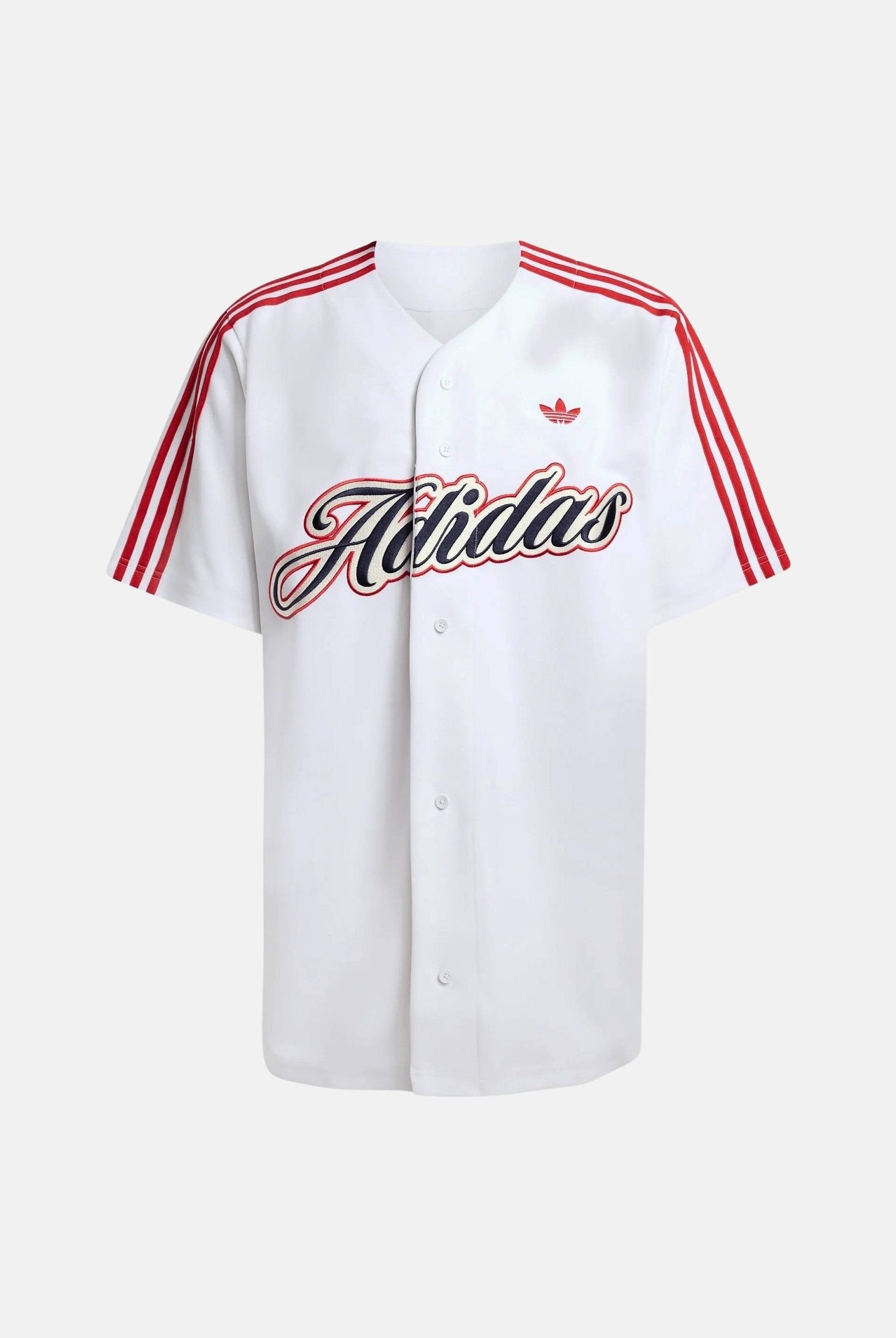 ADIDAS ORIGINALS Camicia SUMMER LEAGUE VARSITY BASEBALL a manica corta bianca per uomo e donna KD6563 . ADIDAS ORIGINALS