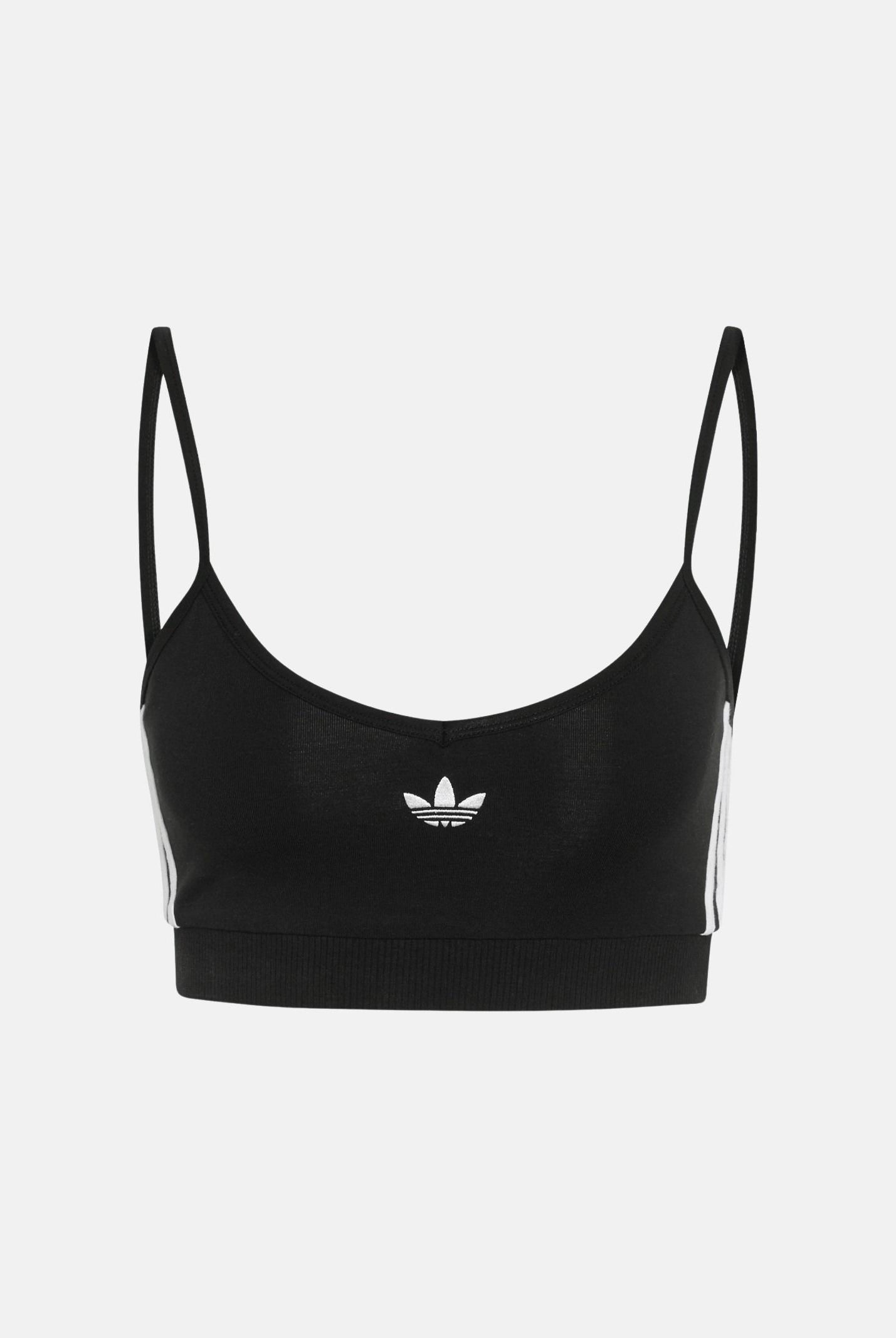 ADIDAS ORIGINALS Top 3 STRIPES nero da donna con logo iconico centrale KD7968 . ADIDAS ORIGINALS