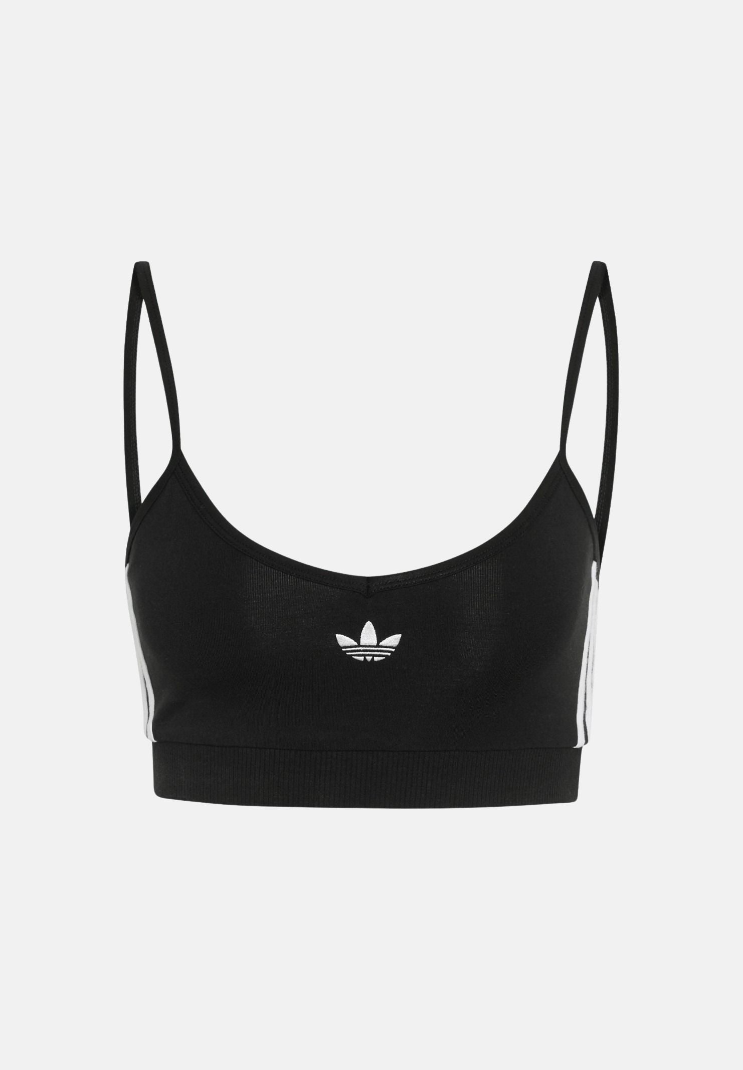ADIDAS ORIGINALS Top 3 STRIPES nero da donna con logo iconico centrale KD7968 . ADIDAS ORIGINALS