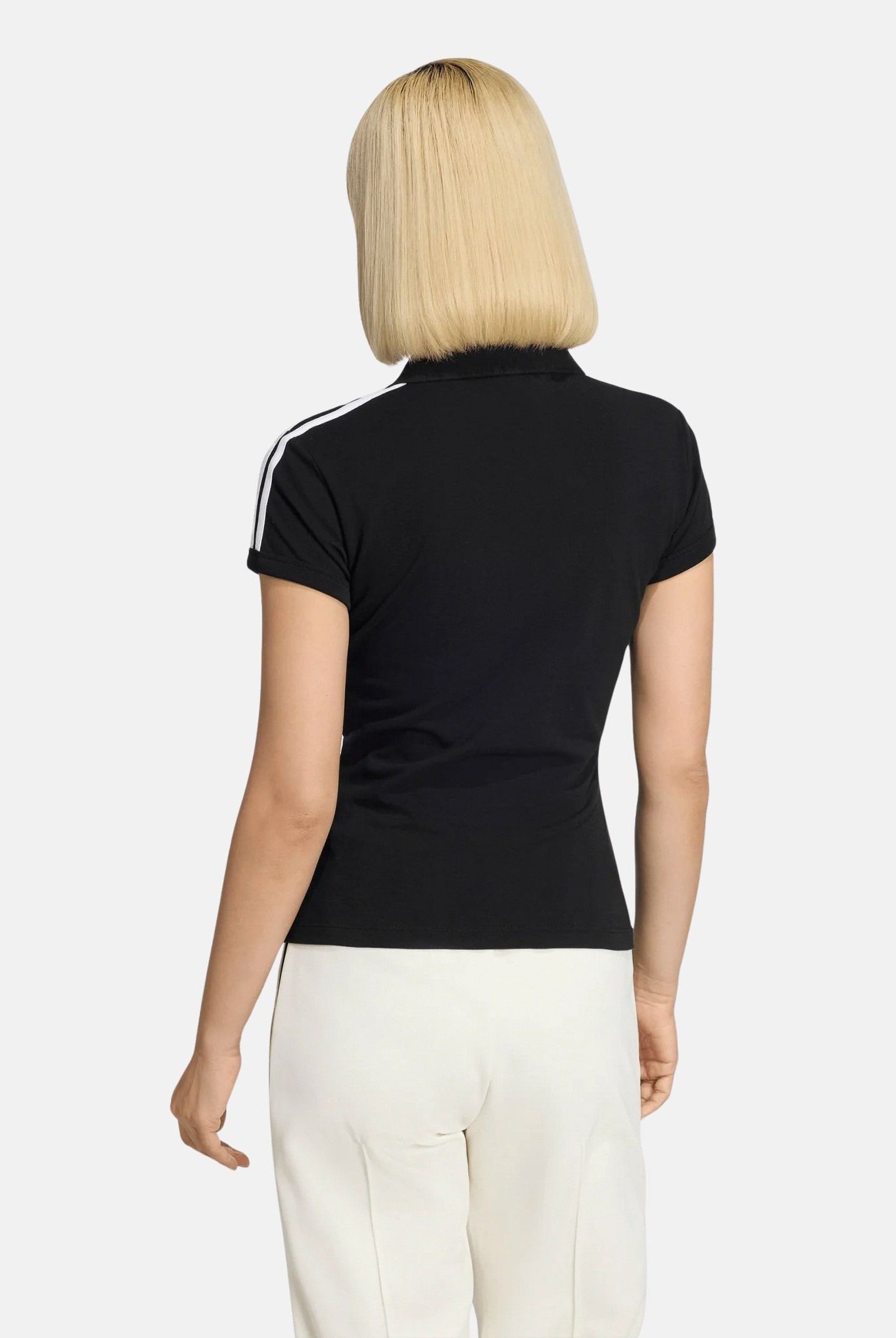 ADIDAS ORIGINALS Polo a manica corta 3-Stripes nera da donna KD7974 . ADIDAS ORIGINALS