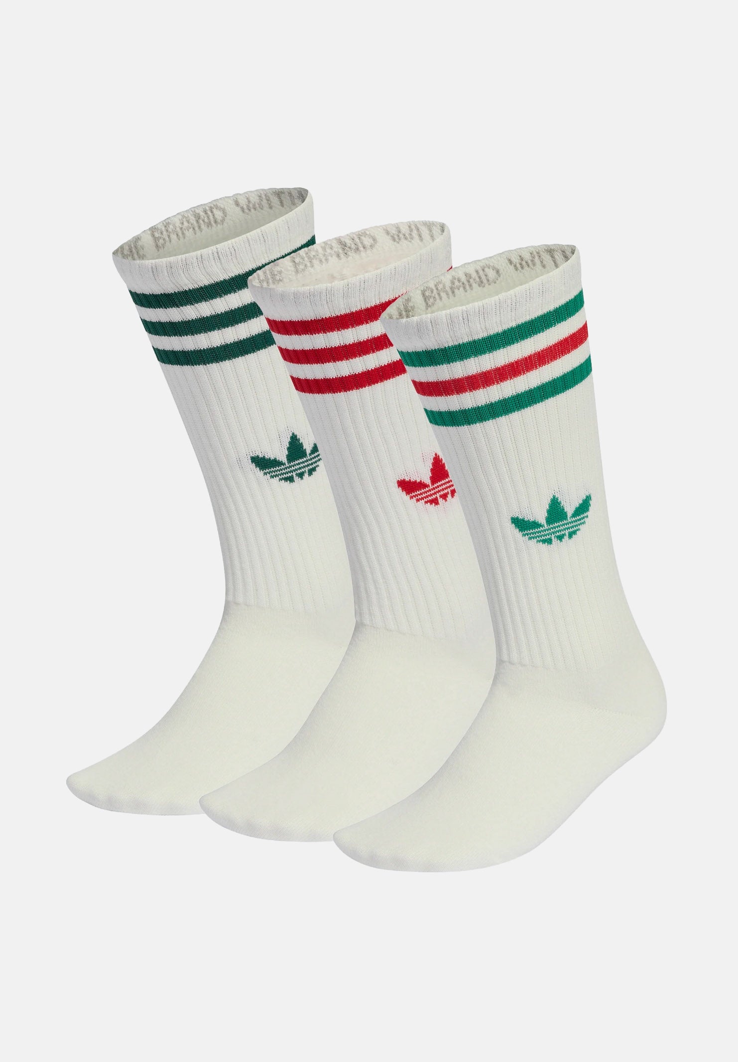 ADIDAS ORIGINALS Calze 3-STRIPES HIGH CREW SOCKS 3 PAIRS Off White bianco panna unisex. KD8239 . ADIDAS ORIGINALS