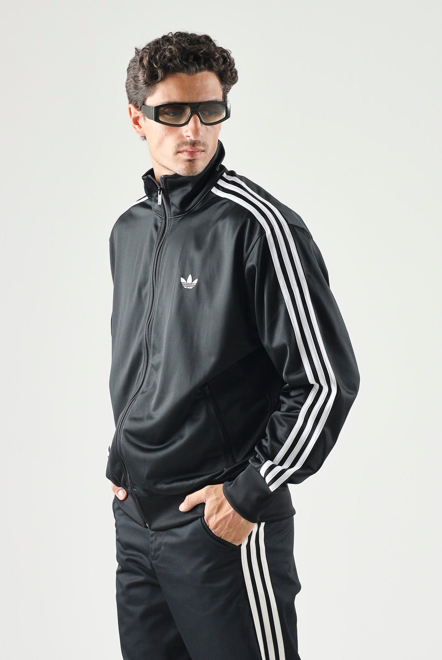 ADIDAS ORIGINALS Felpa con zip FIREBIRD nera da uomo KD8312 . ADIDAS ORIGINALS
