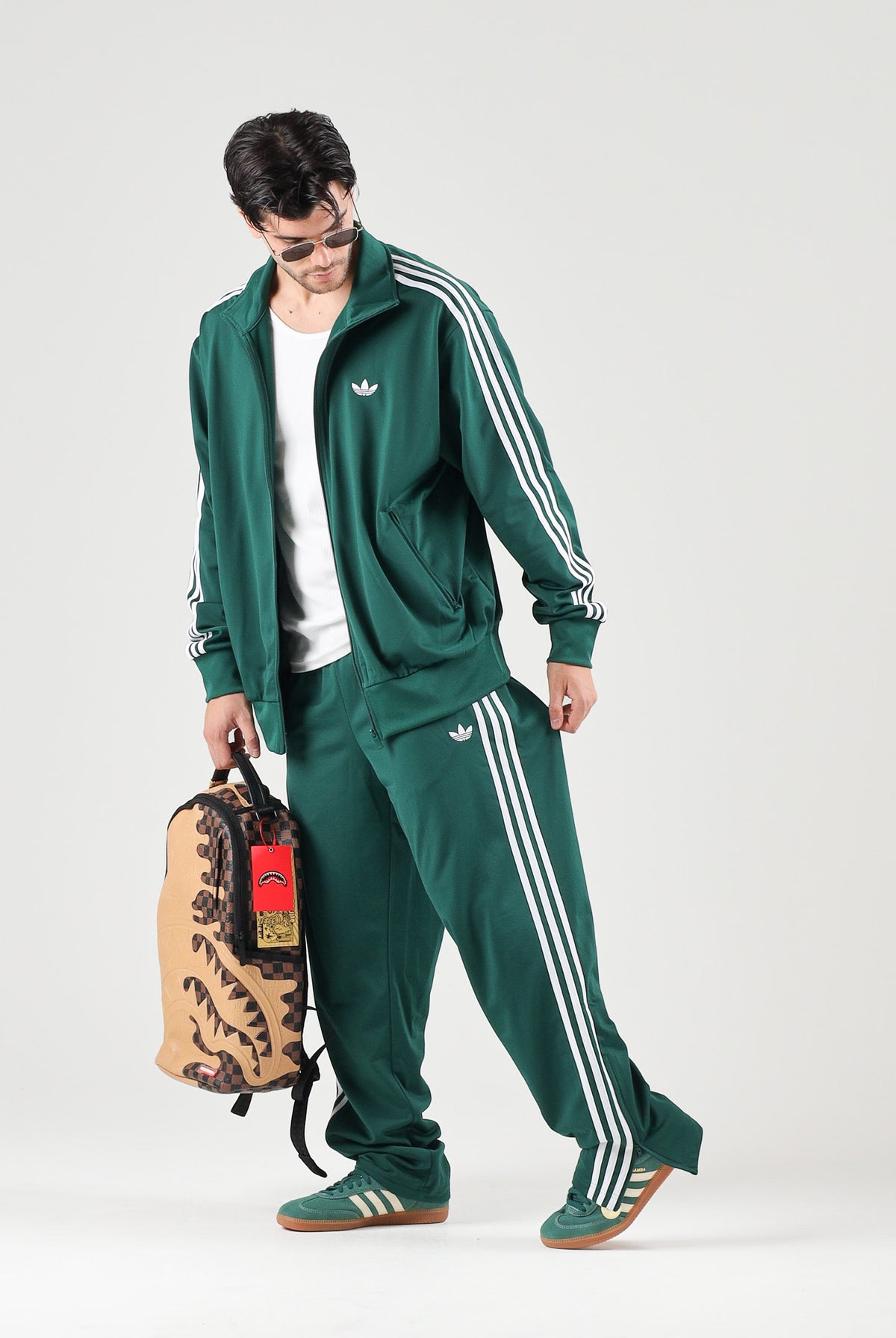 ADIDAS ORIGINALS Felpa con zip FIREBIRD verde da uomo KD8314 . ADIDAS ORIGINALS
