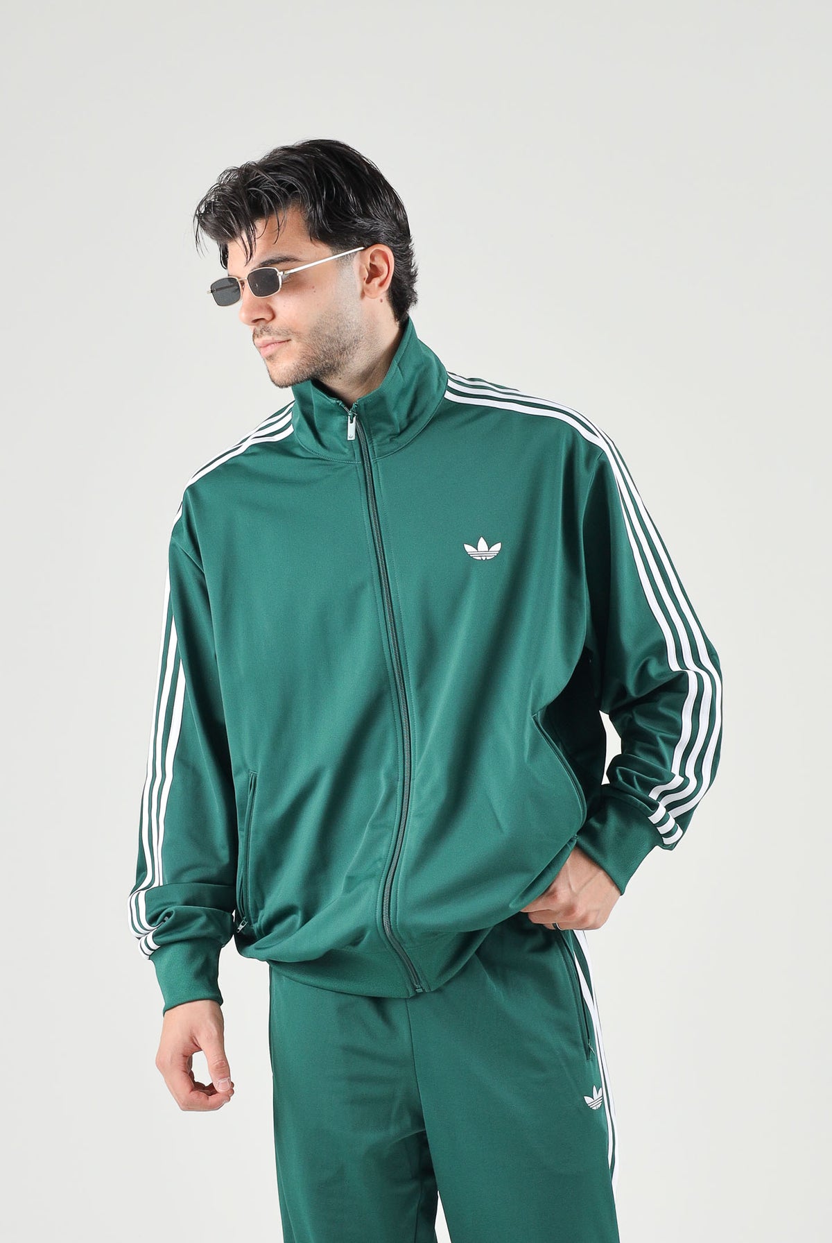ADIDAS ORIGINALS Felpa con zip FIREBIRD verde da uomo KD8314 . ADIDAS ORIGINALS