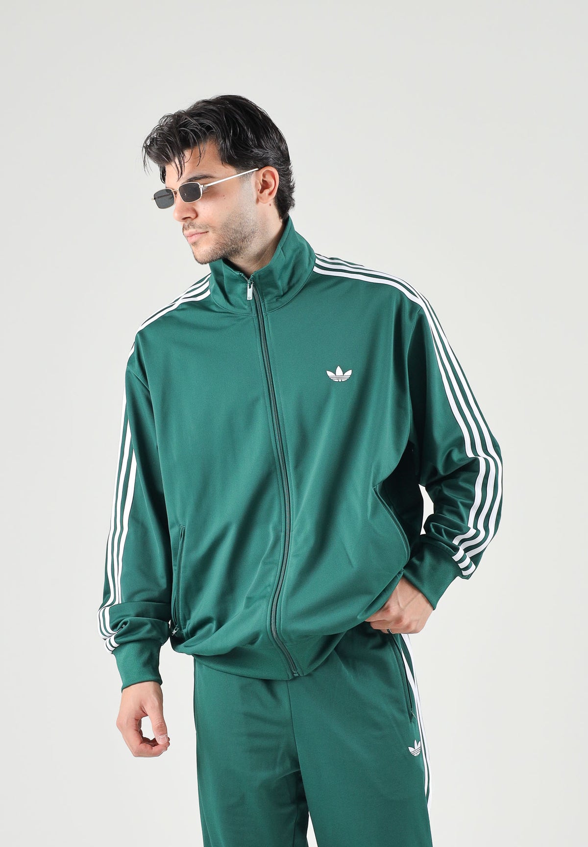 ADIDAS ORIGINALS Felpa con zip FIREBIRD verde da uomo KD8314 . ADIDAS ORIGINALS