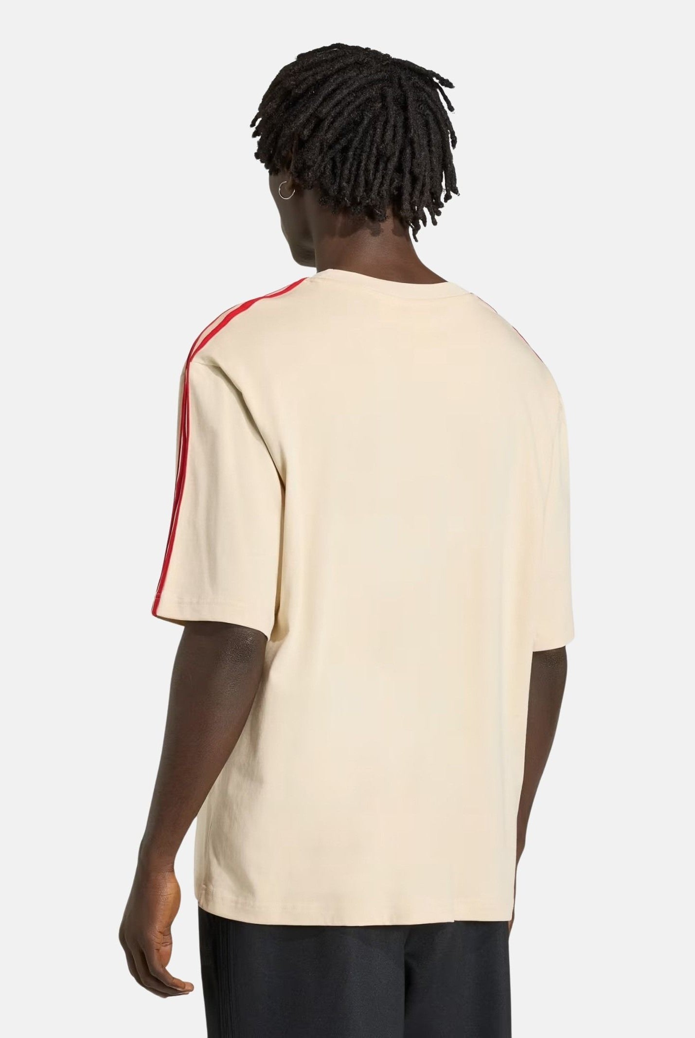 ADIDAS ORIGINALS T-shirt ADICOLOR Crystal Linen beige da uomo con iconiche 3-stripes KE1589 . ADIDAS ORIGINALS