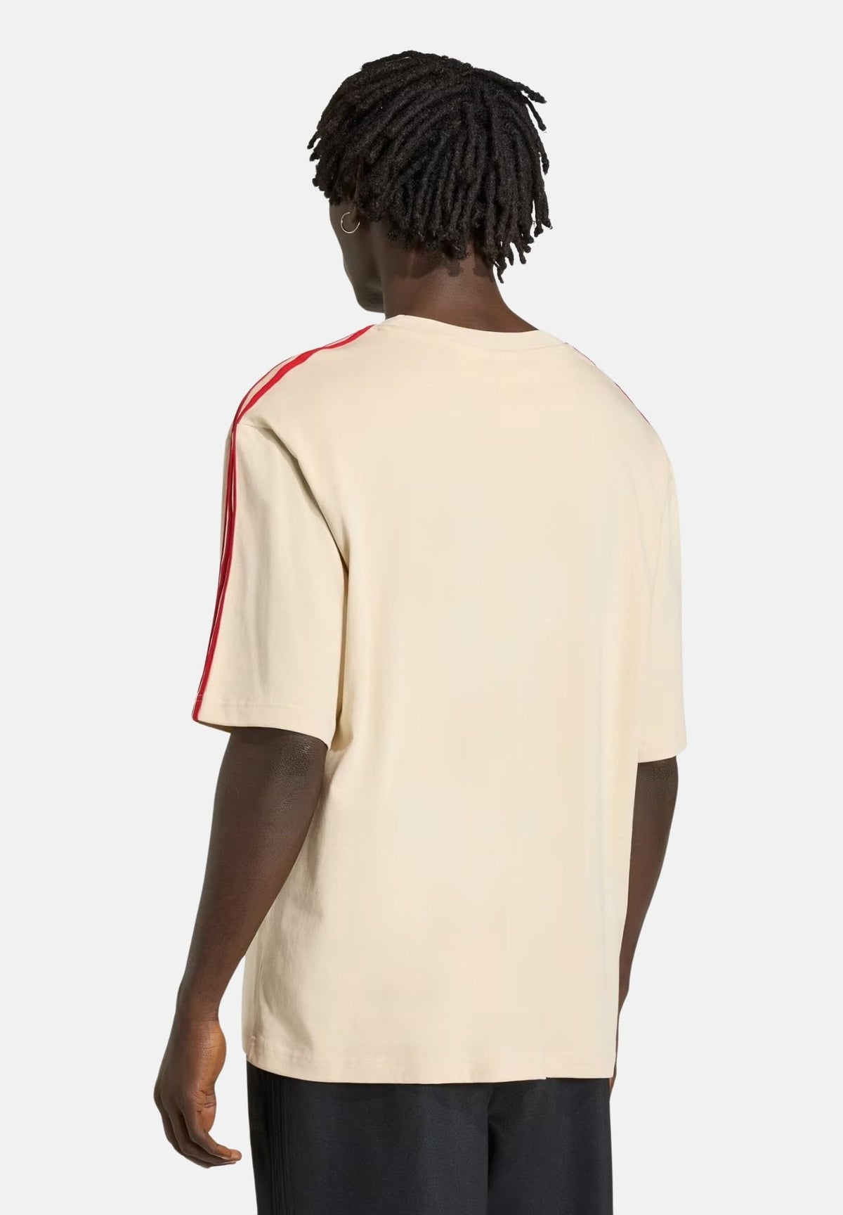 ADIDAS ORIGINALS T-shirt ADICOLOR Crystal Linen beige da uomo con iconiche 3-stripes KE1589 . ADIDAS ORIGINALS