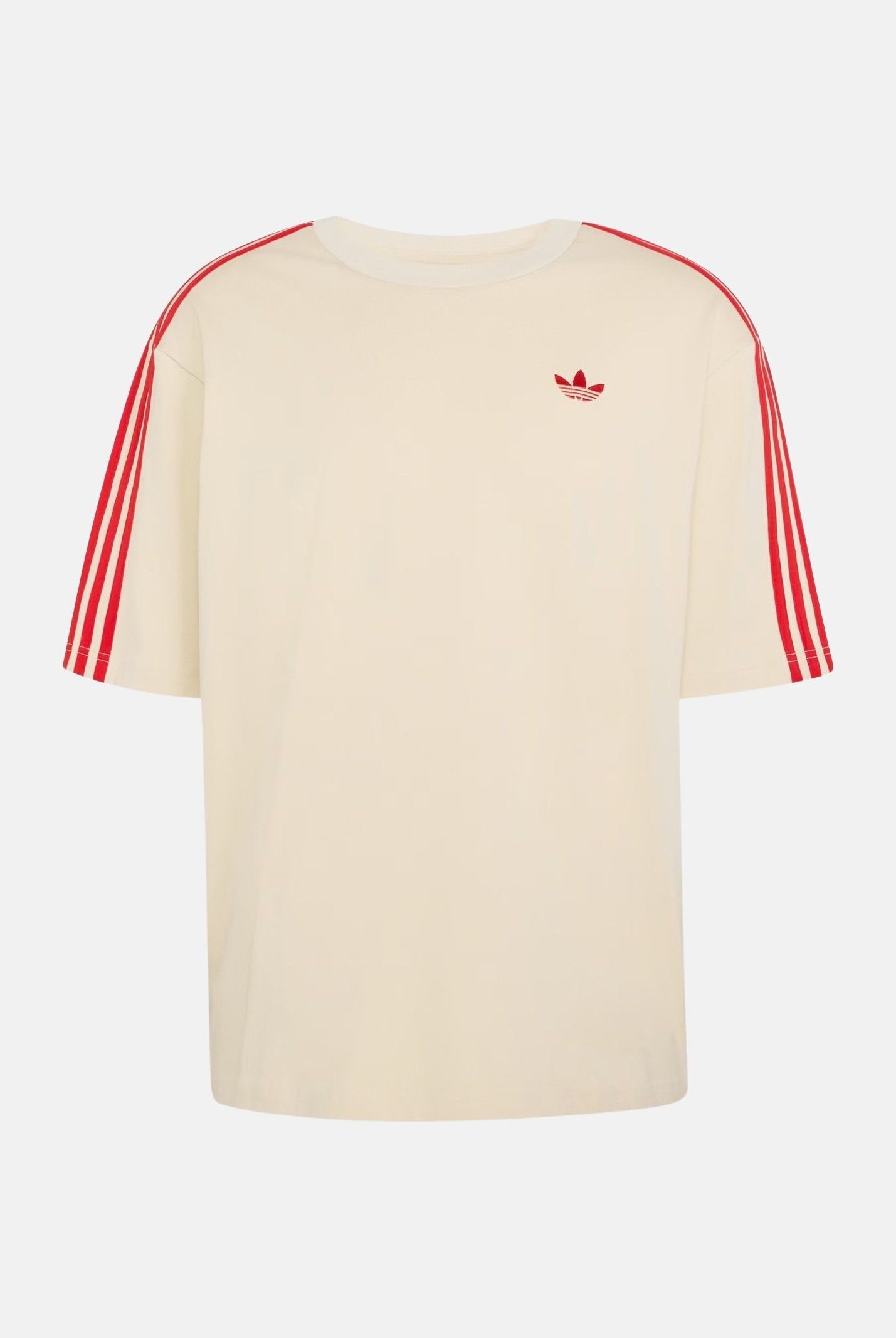 ADIDAS ORIGINALS T-shirt ADICOLOR Crystal Linen beige da uomo con iconiche 3-stripes KE1589 . ADIDAS ORIGINALS