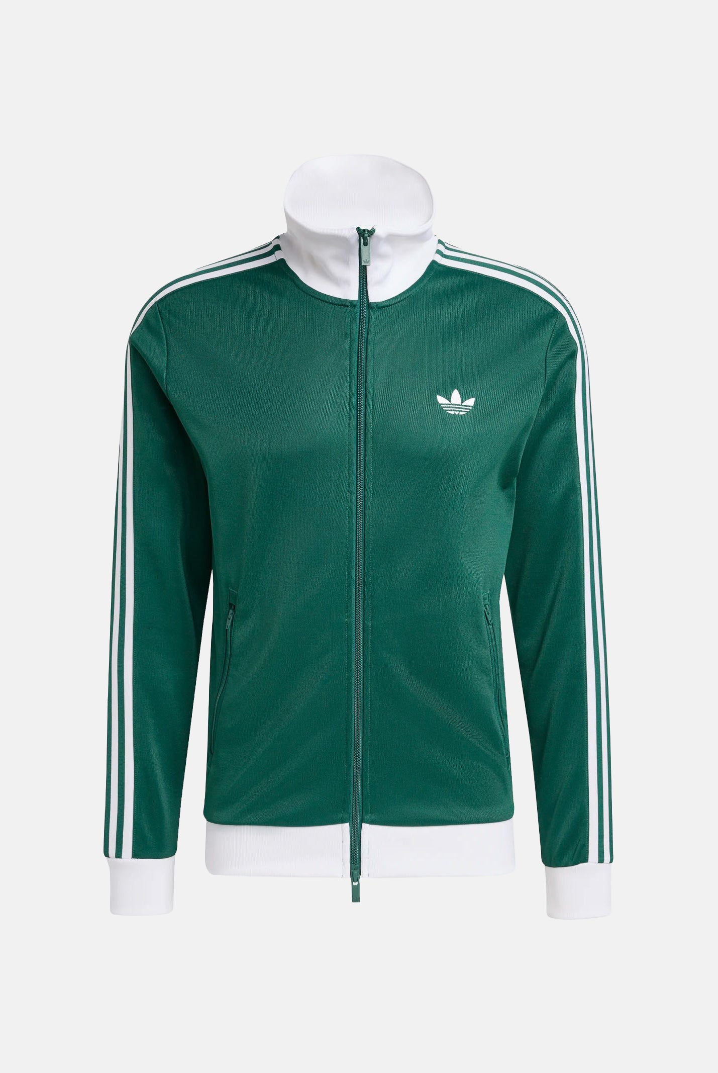 ADIDAS ORIGINALS Felpa con zip Track Top Iconico collegiate green e white, colore basico verde, uomo. KE1666 . ADIDAS ORIGINALS