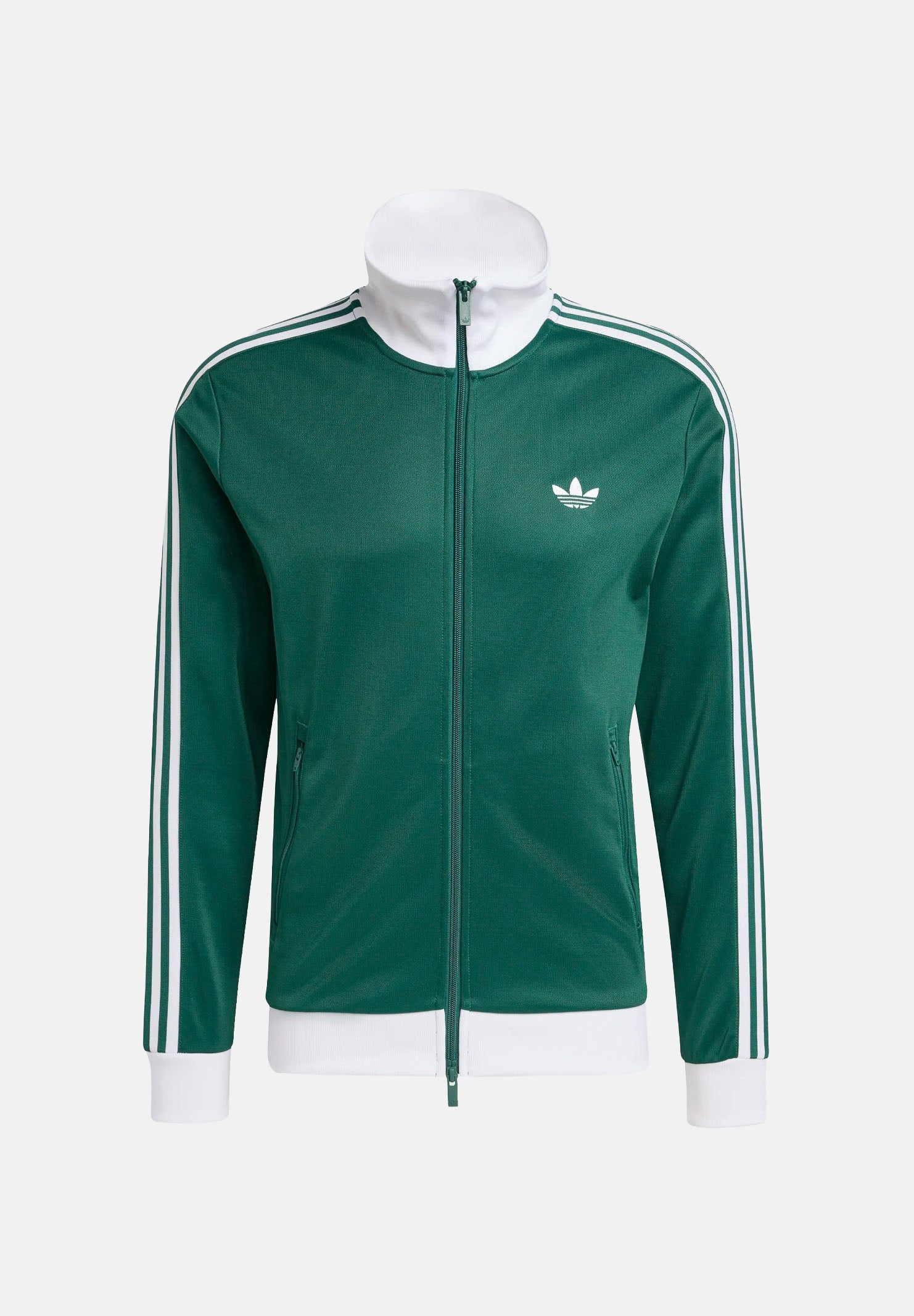ADIDAS ORIGINALS Felpa con zip Track Top Iconico collegiate green e white, colore basico verde, uomo. KE1666 . ADIDAS ORIGINALS
