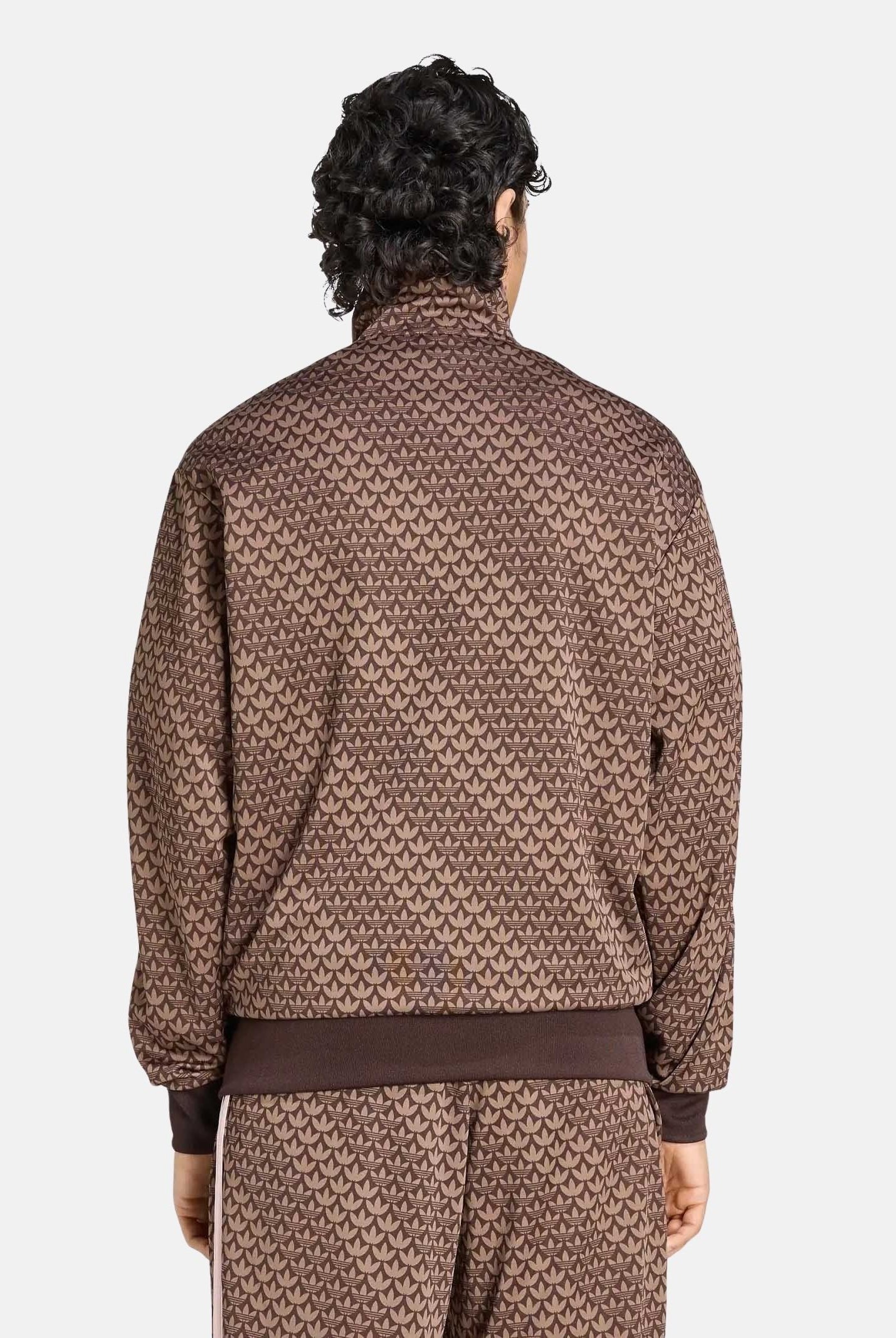 ADIDAS ORIGINALS Felpa con zip FIREBIRD LOOSE MONOGRAM marrone e rosa per uomo e donna <BR/> KE1677 . ADIDAS ORIGINALS