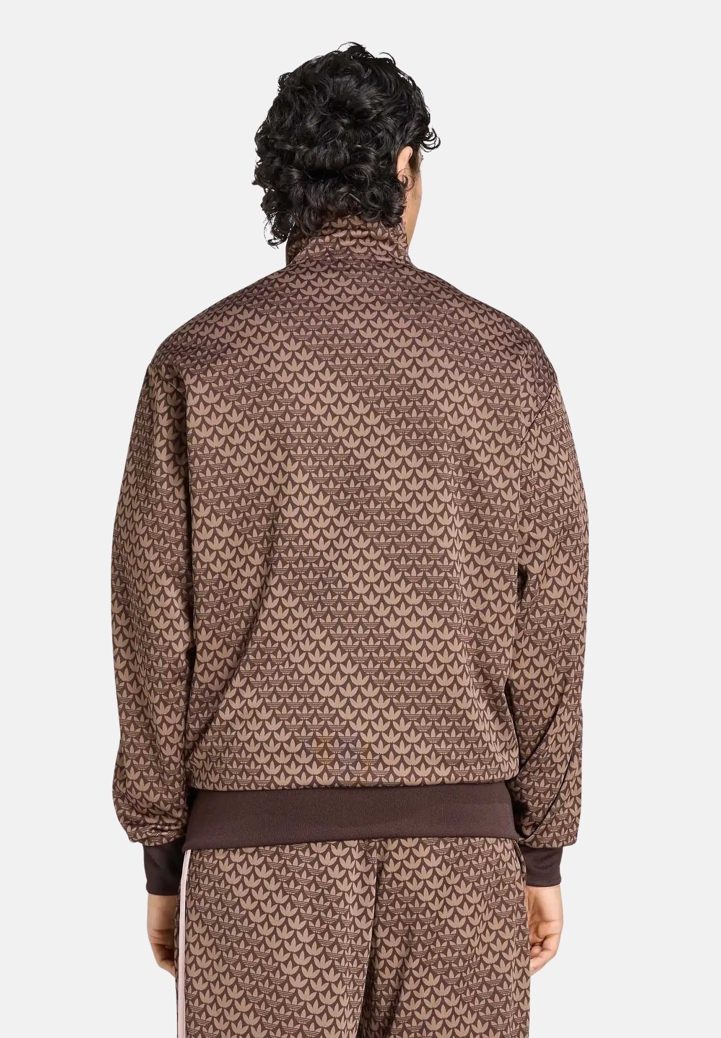 ADIDAS ORIGINALS Felpa con zip FIREBIRD LOOSE MONOGRAM marrone e rosa per uomo e donna <BR/> KE1677 . ADIDAS ORIGINALS